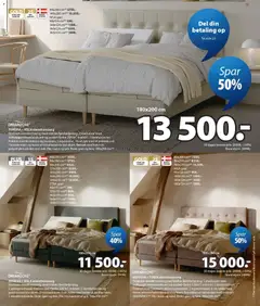 DREAMZONE, TONDRA + VOLA elevationsseng, Eksklusiv elevationsseng med trådløs fjernbetjening. 2 madrasser med indbygget elevationsbund og pocket-fjedre 267/m², inddelt i 7 komfortzoner. Polstret med koldskum og purkskum. 1 topmadras, 10 cm tyk med et praktisk snit i hovedenden og kerne af trykaflastende gel-skum. Betræk med kølende polyethylen på den ene side. Fås i sand og grå. Ekskl. gavl og ben. 180x200 cm** gyldig fra 17/07/2026 | Side: 13 | Produkter: Elevationsseng