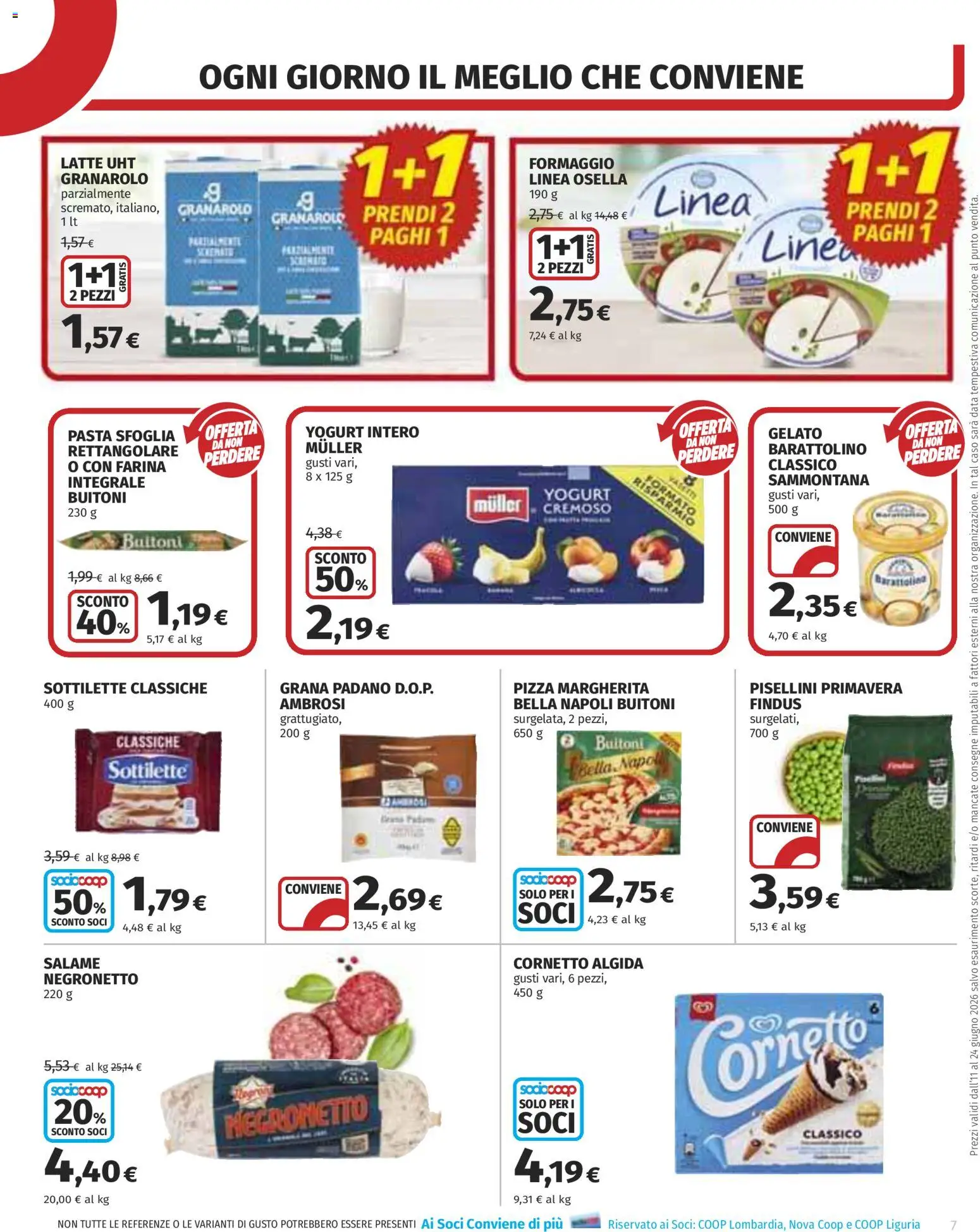 Volantino COOP del 11.06.2026 | Pagina: 7 | Prodotti: Salame, Pizza, Pasta sfoglia, Gelato