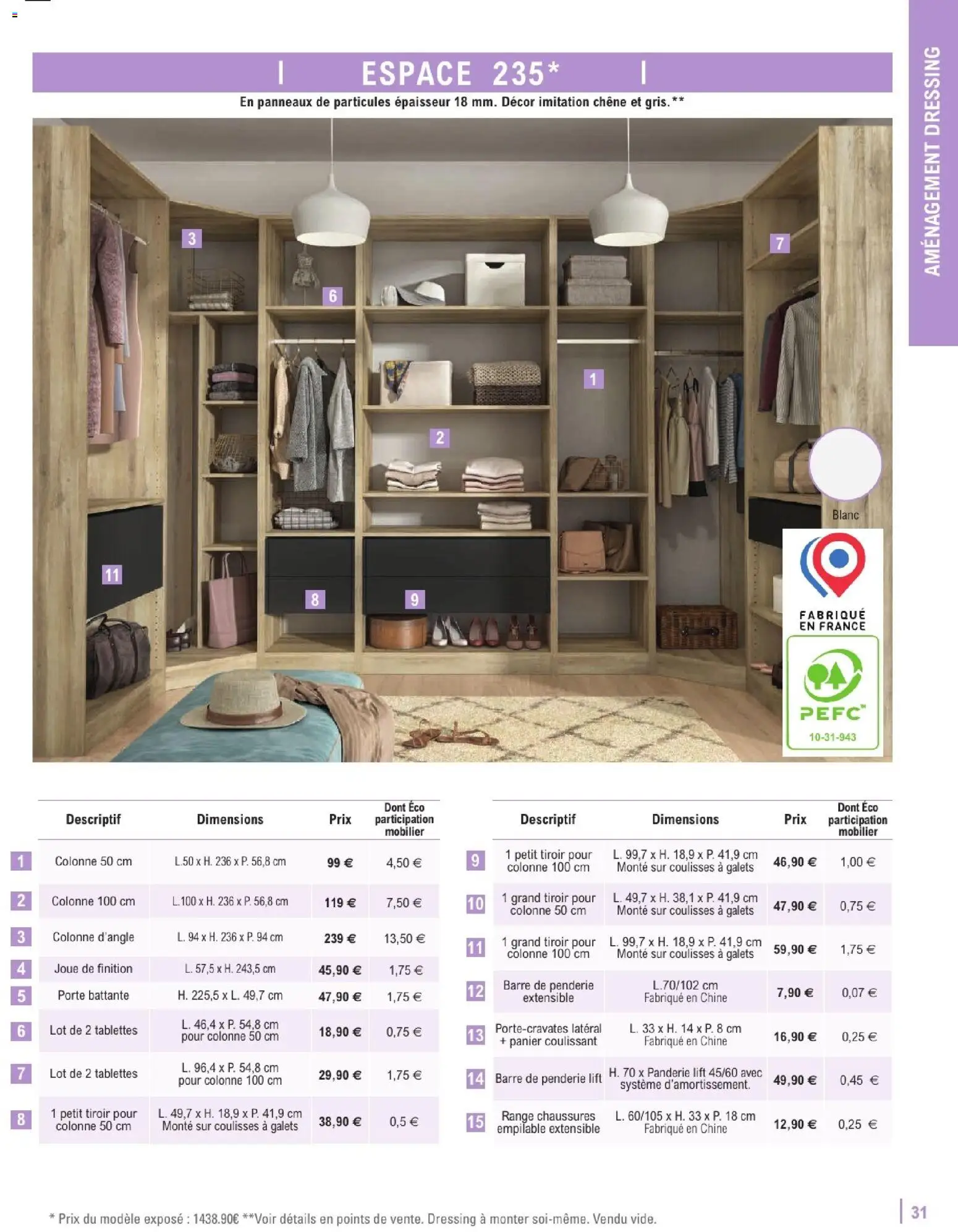 {H1} | Page: 31 | Produits: Penderie, Colonne, Range chaussures, Panier