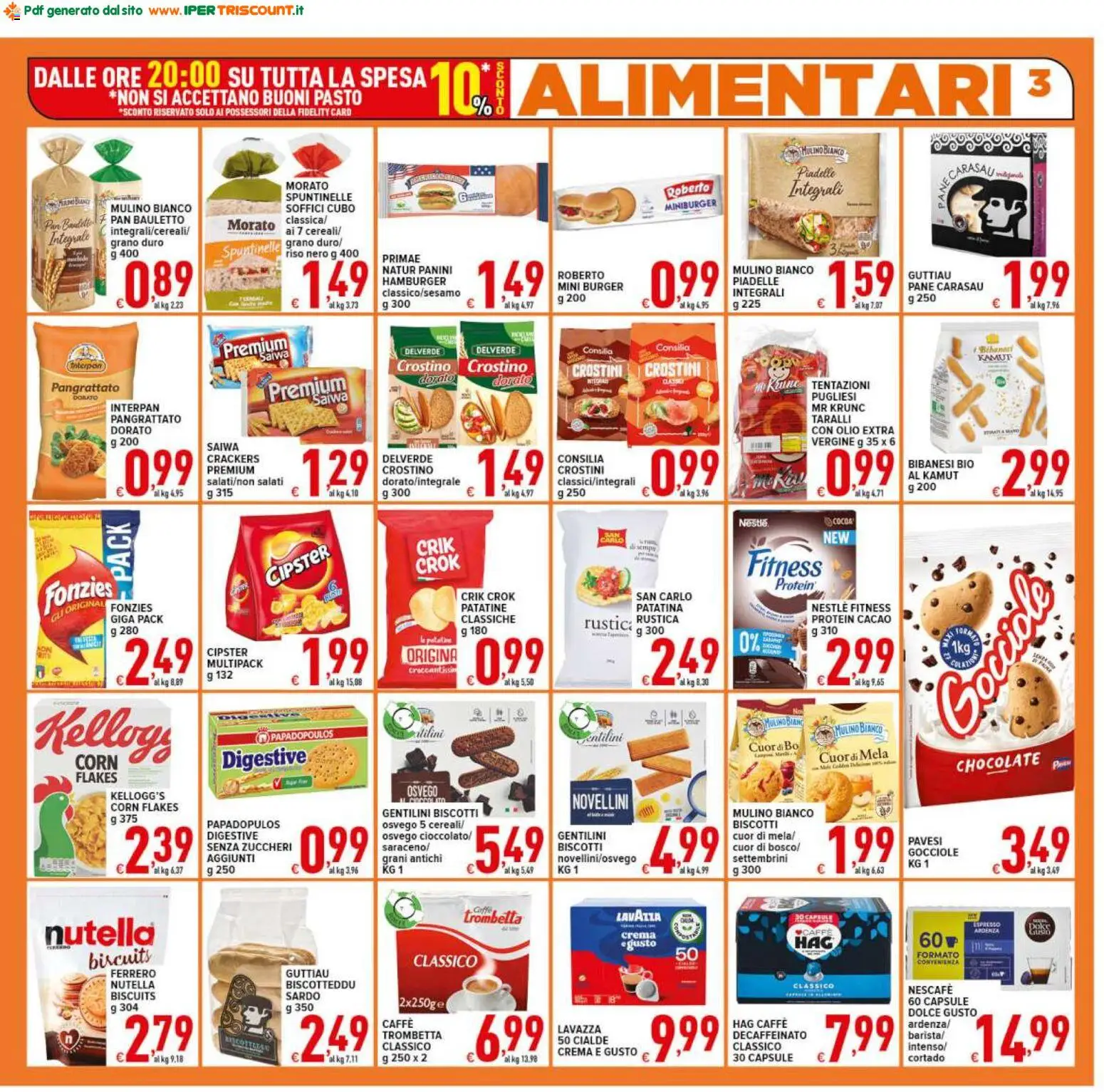 Volantino Ipertriscount del 20.05.2026 | Pagina: 3 | Prodotti: Pane, Biscotti, Nutella, Cacao