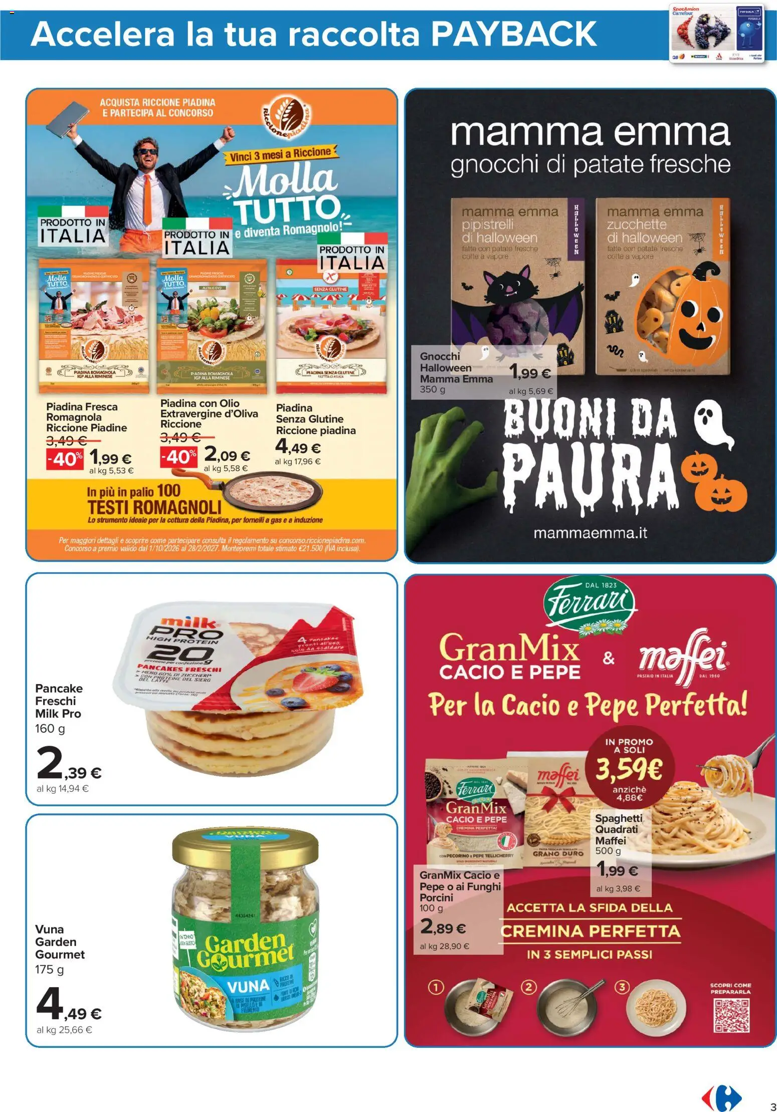 Volantino Carrefour del 23/10/2026 | Pagina: 3 | Prodotti: Senza glutine, Proteine del siero del latte, Fornelli, Pecorino