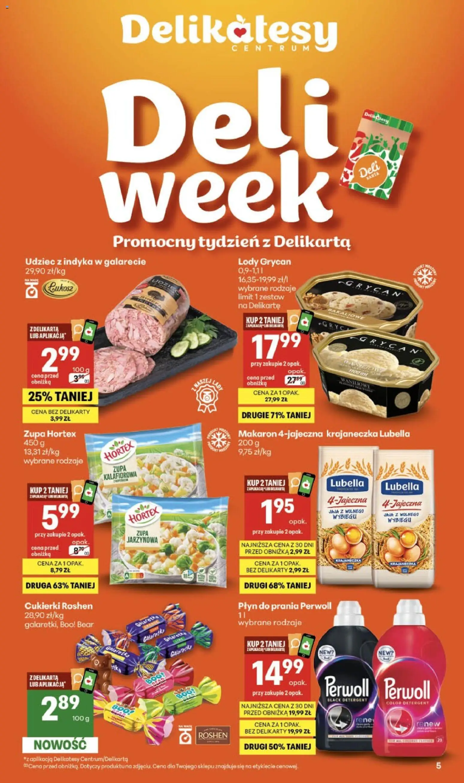 Delikatesy Centrum gazetka od 21.05.2026 | Strona: 5 | Produkty: Płyn do prania Perwoll, Cukierki roshen, Zupa, Detergent