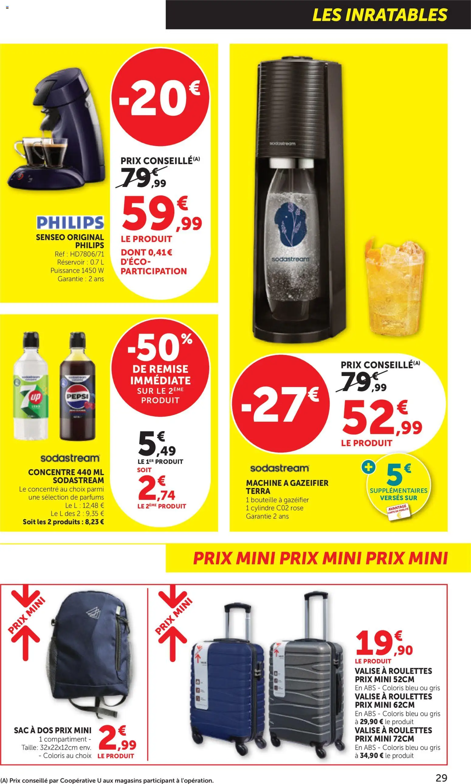 {H1} | Page: 29 | Produits: Sac, Senseo, Sodastream, Sac à dos