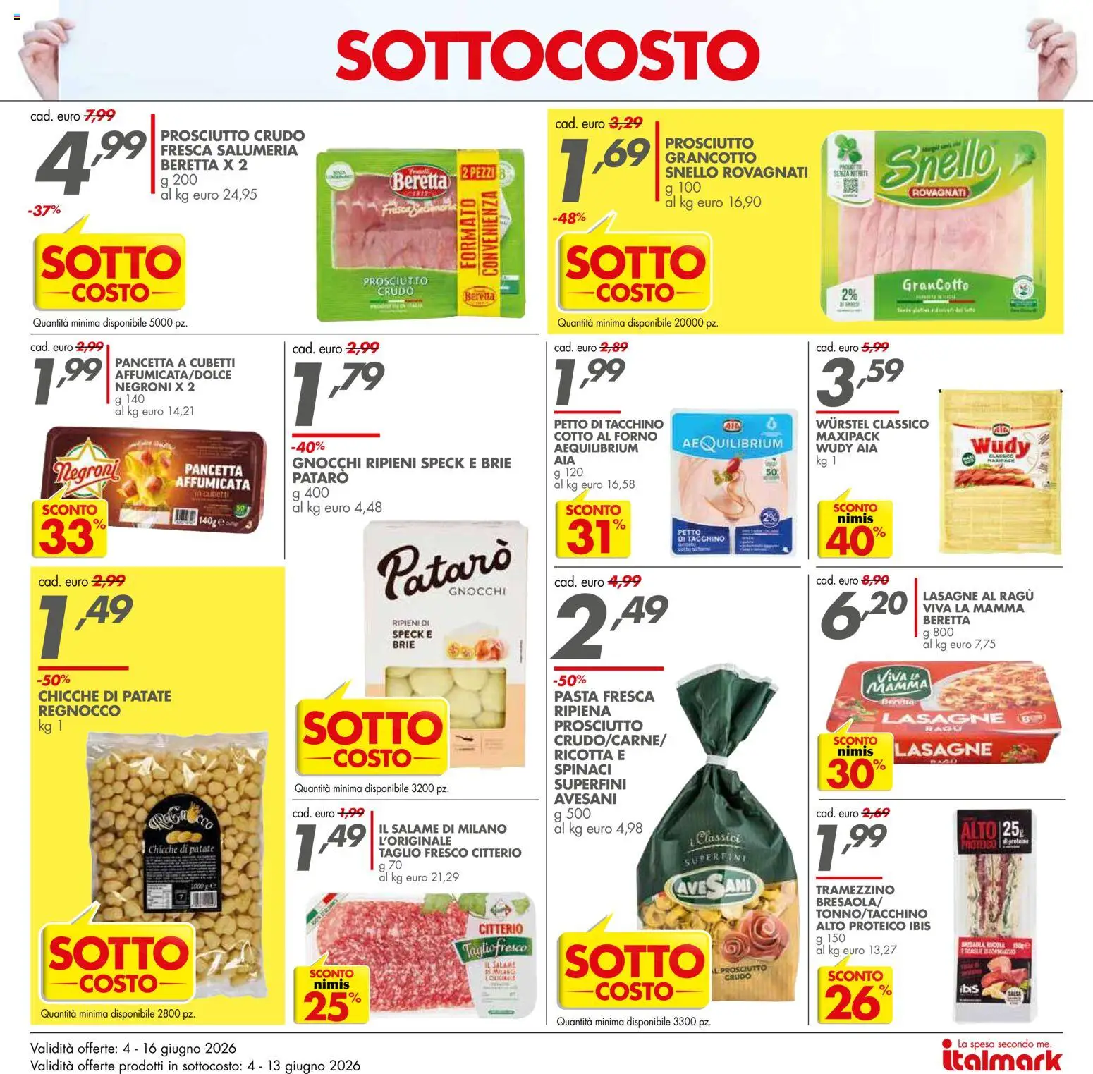 Volantino Italmark del 04.06.2026 | Pagina: 11 | Prodotti: Pasta, Spinaci, Ragú, Ricotta
