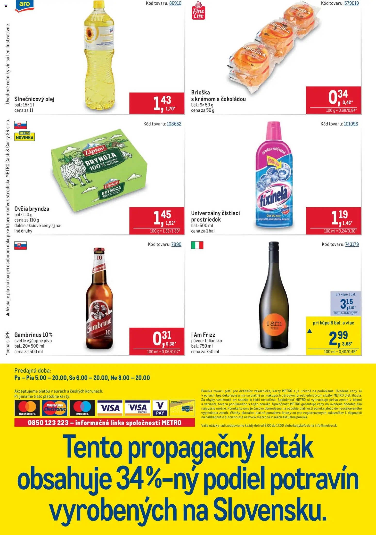 Nové Metro akcie – leták je platný od 20.05.2026 | Strana: 40 | Produkty: Olej, Wc, Bryndza, Slnečnicový olej