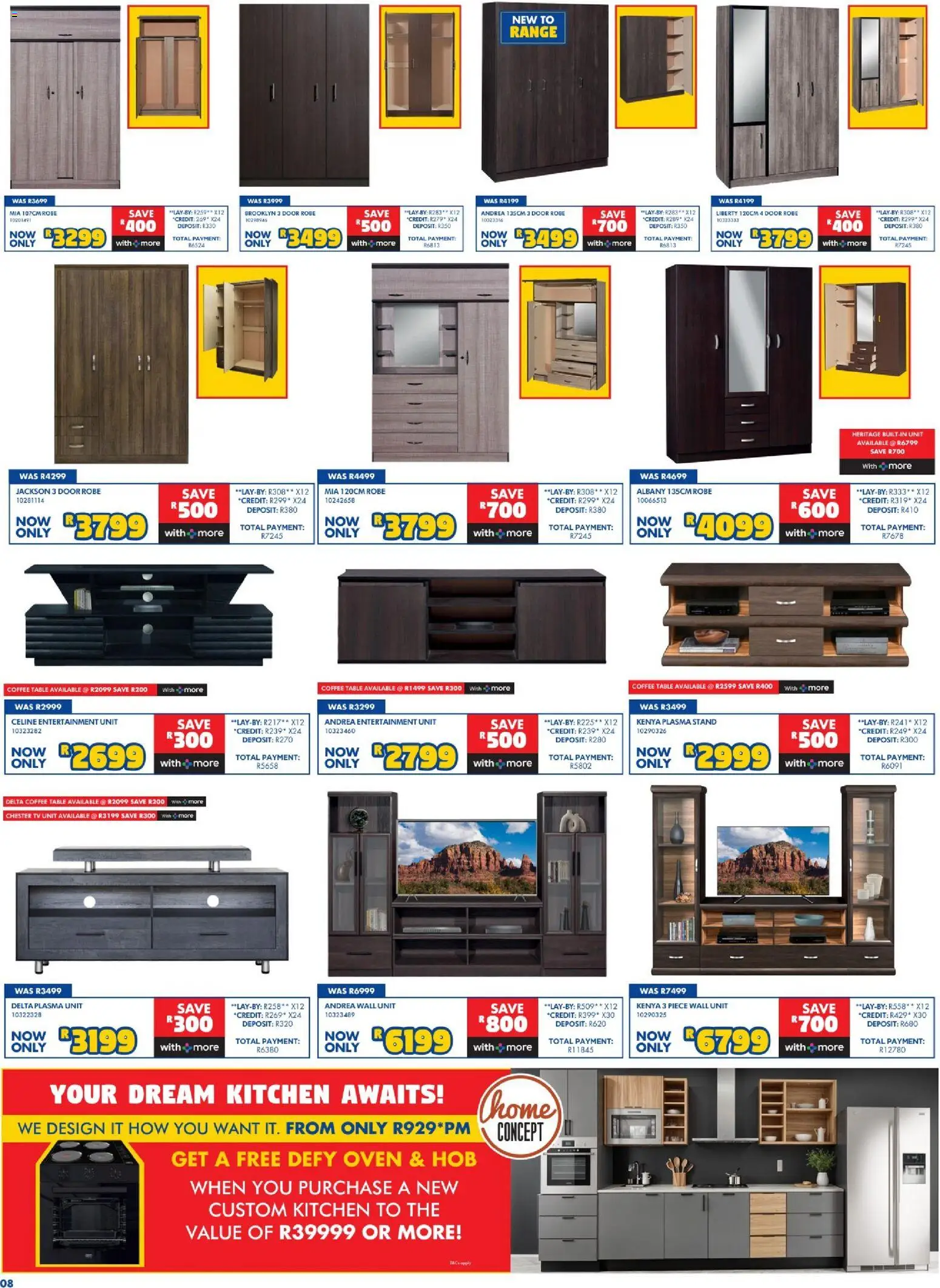 New Russells catalogue – valid from 15/10/2026 | Page: 8 | Products: Hob, TV, Wall unit, Plasma unit
