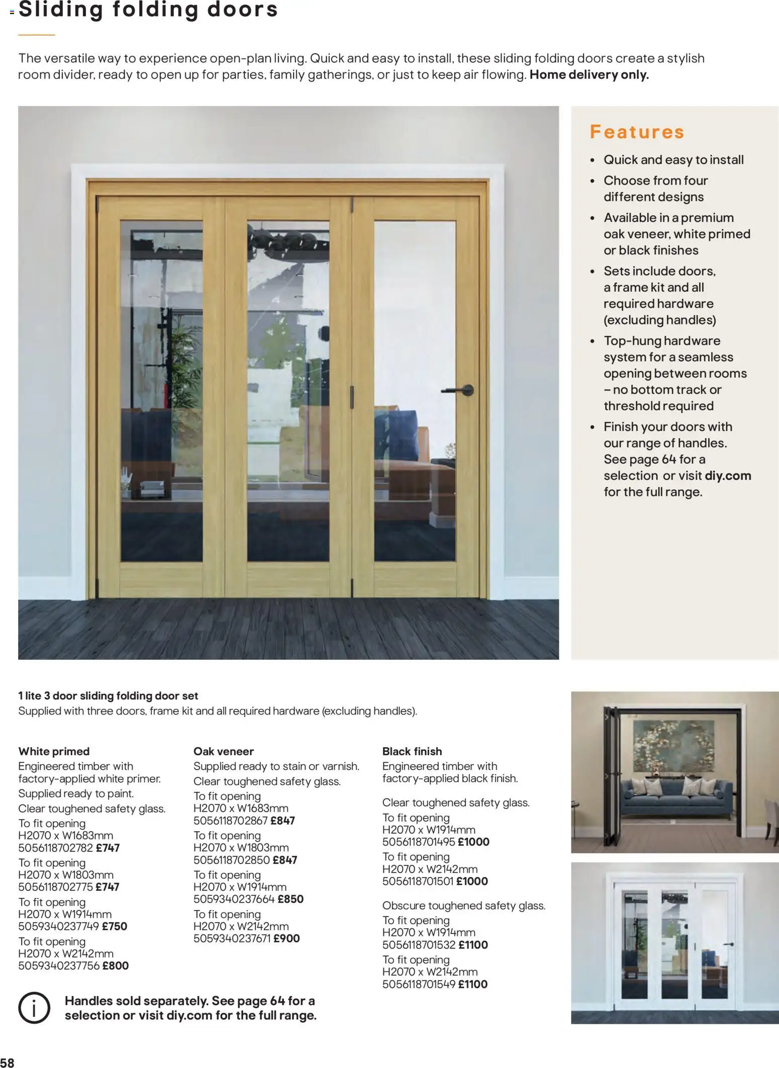 {H1} | Page: 58 | Products: Door, Doors, Folding doors, Handles