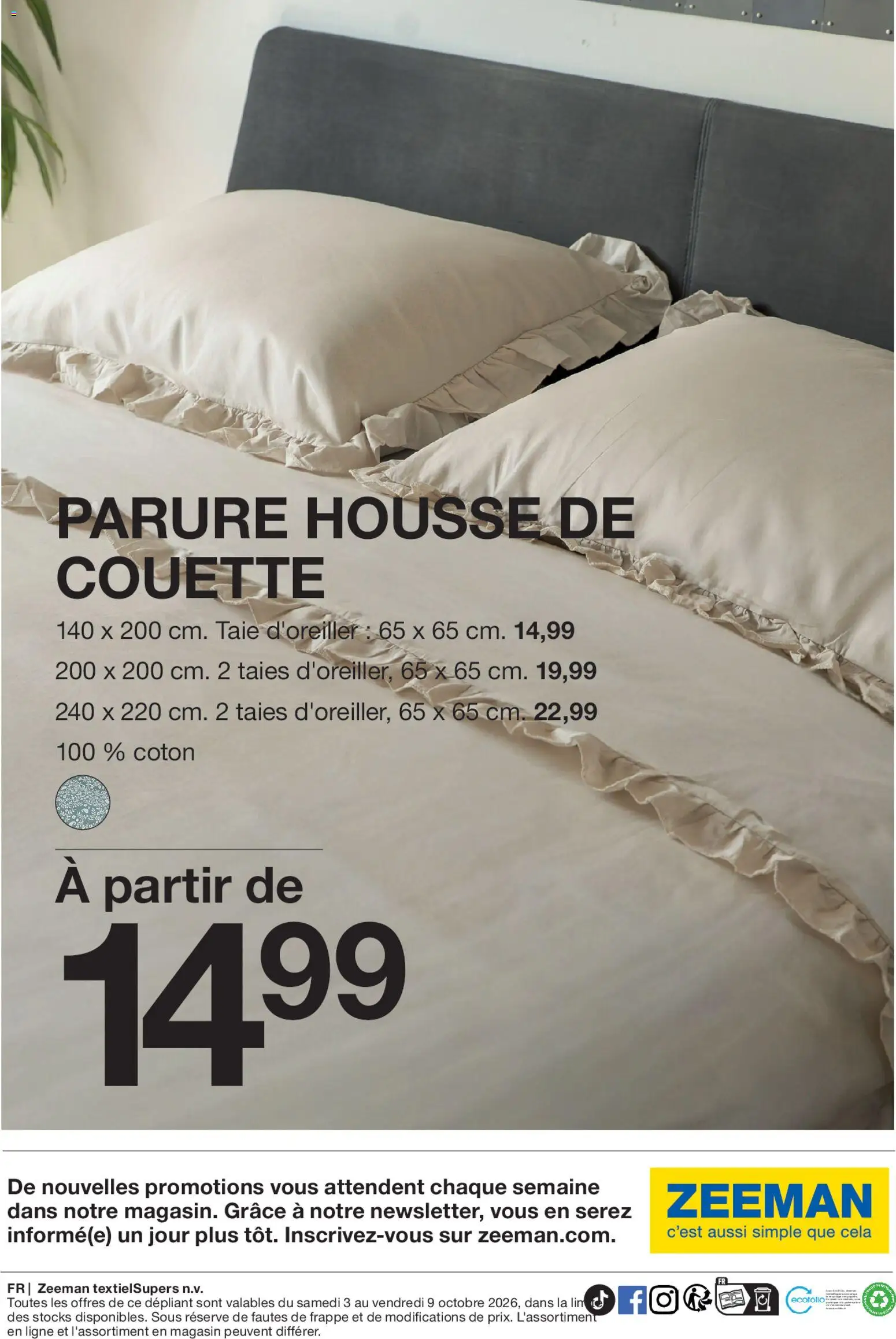{H1} | Page: 13 | Produits: Taie d'oreiller, Coton, Housse de couette, Couette