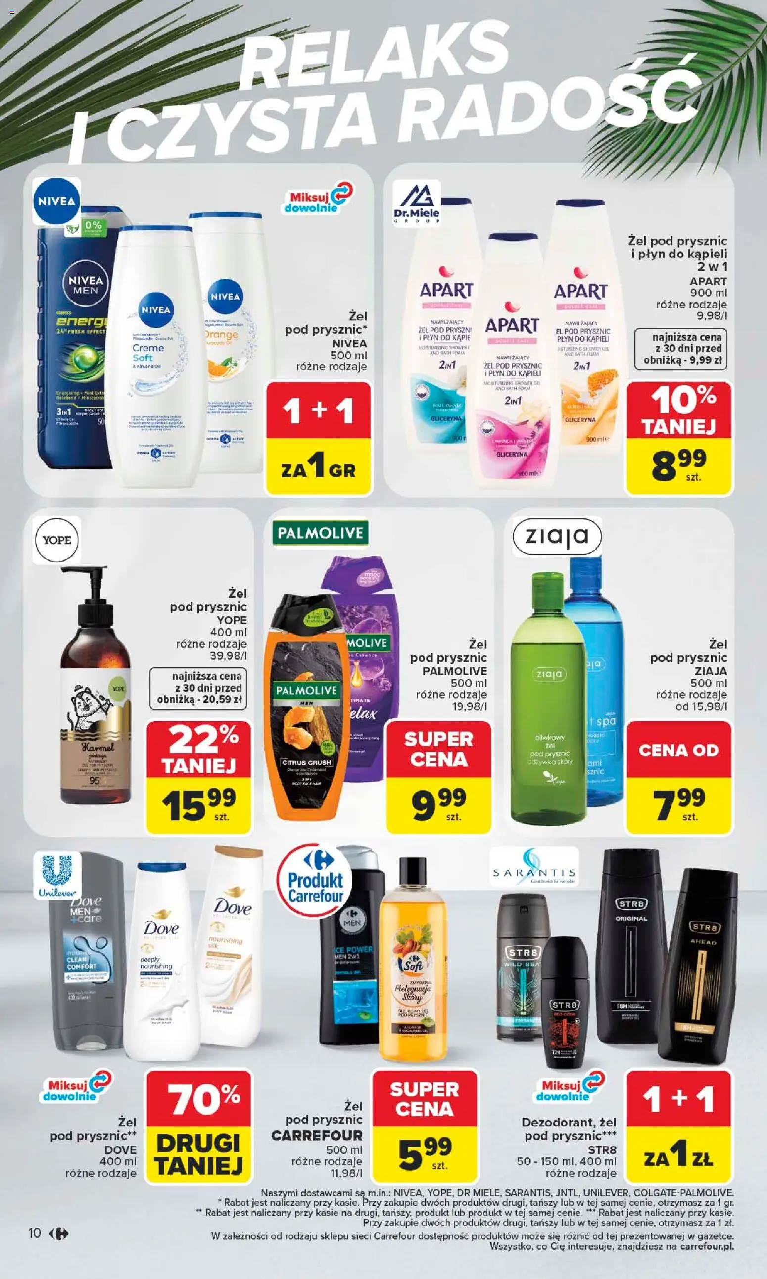 Carrefour gazetka - Latem jest pięknie od 06.07.2026 | Strona: 10 | Produkty: Płyn do kąpieli, Prysznic, Body, Żel pod prysznic