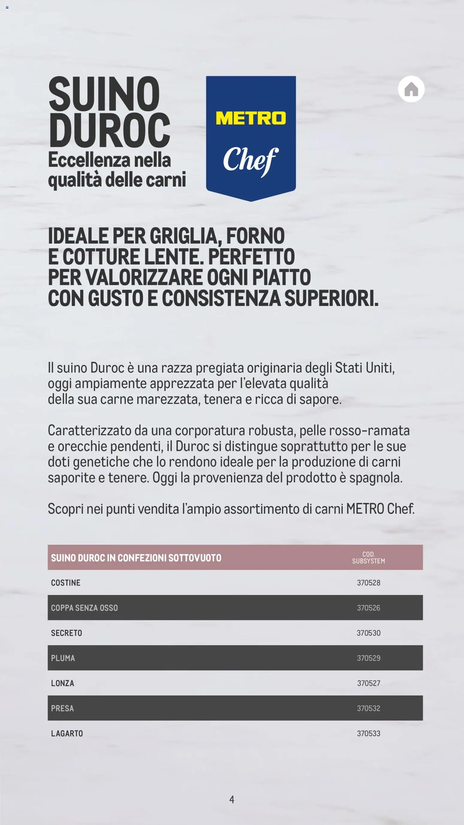 Volantino Metro del 26/11/2025 | Pagina: 4 | Prodotti: Suino, Carne, Piatto, Forno