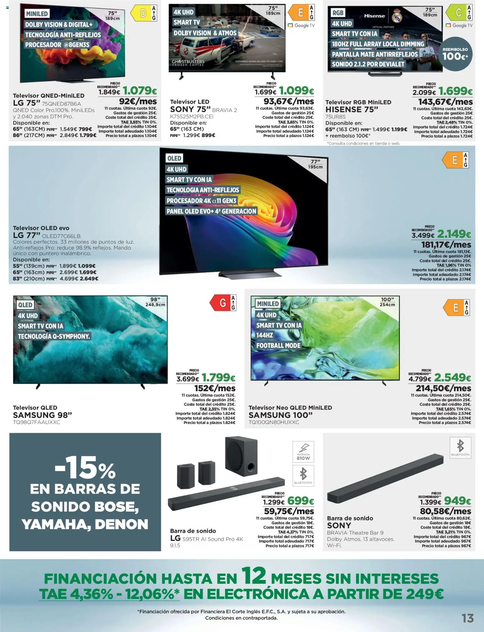 El Corte Inglés Los Tecnoprecios │ válido desde el 05/10/2026 | Página: 13 | Productos: Barra de sonido, Televisor