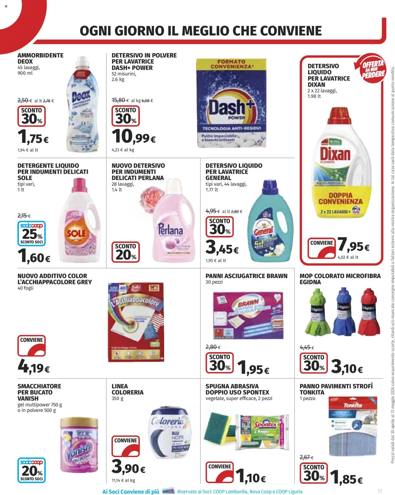 Volantino COOP del 30.04.2026 | Pagina: 17 | Prodotti: Detersivo in polvere, Ammorbidente, Detergente, Lavatrice
