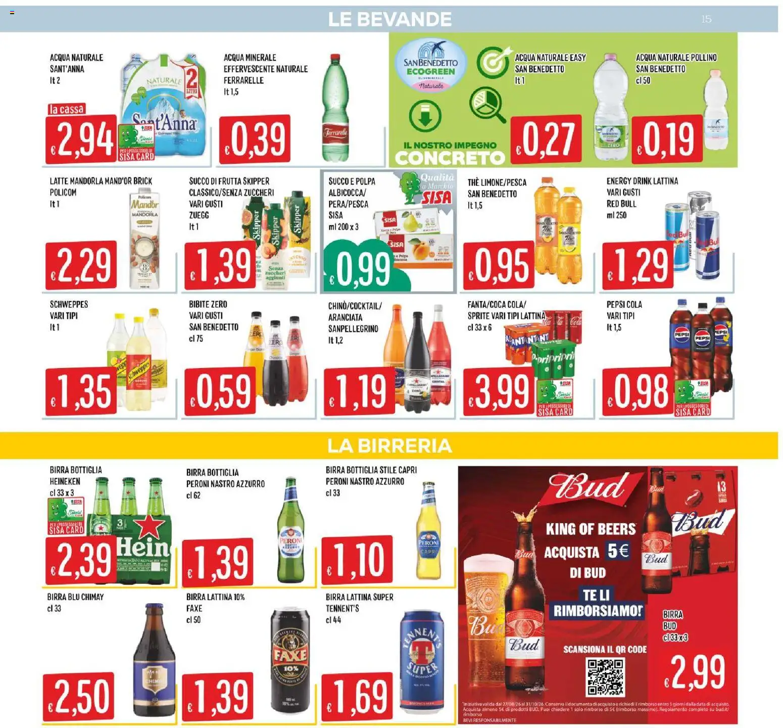 Volantino SISA del 01/10/2026 | Pagina: 15 | Prodotti: Succo, Bibite, Acqua minerale, Heineken