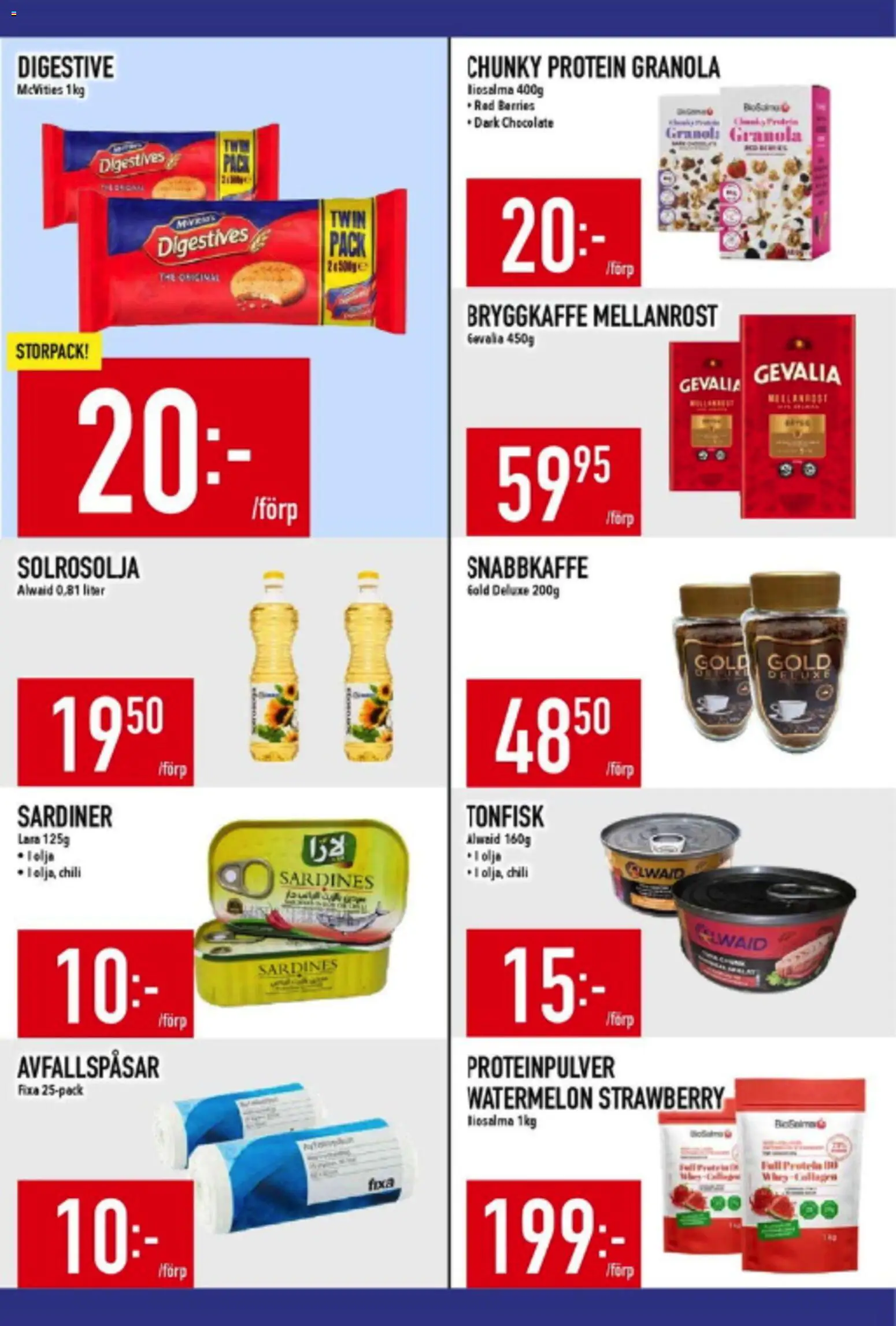 Matdax reklamblad aktuell från 15.06.2026 | Sida: 21 | Produkter: Proteinpulver, Digestive, Chili, Granola