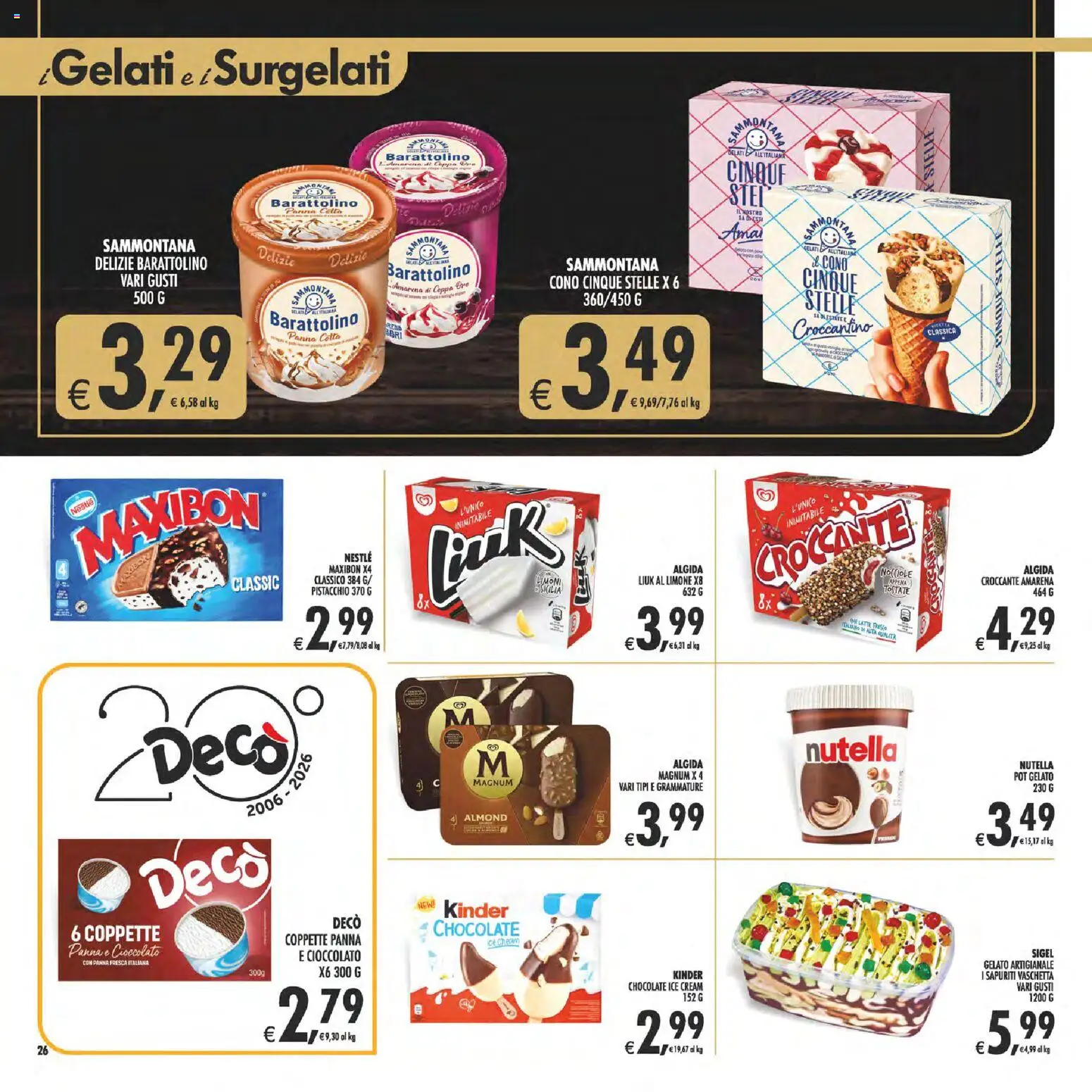 Volantino Decò del 08.05.2026 | Pagina: 26 | Prodotti: Panna, Gelato, Nutella, Amarena