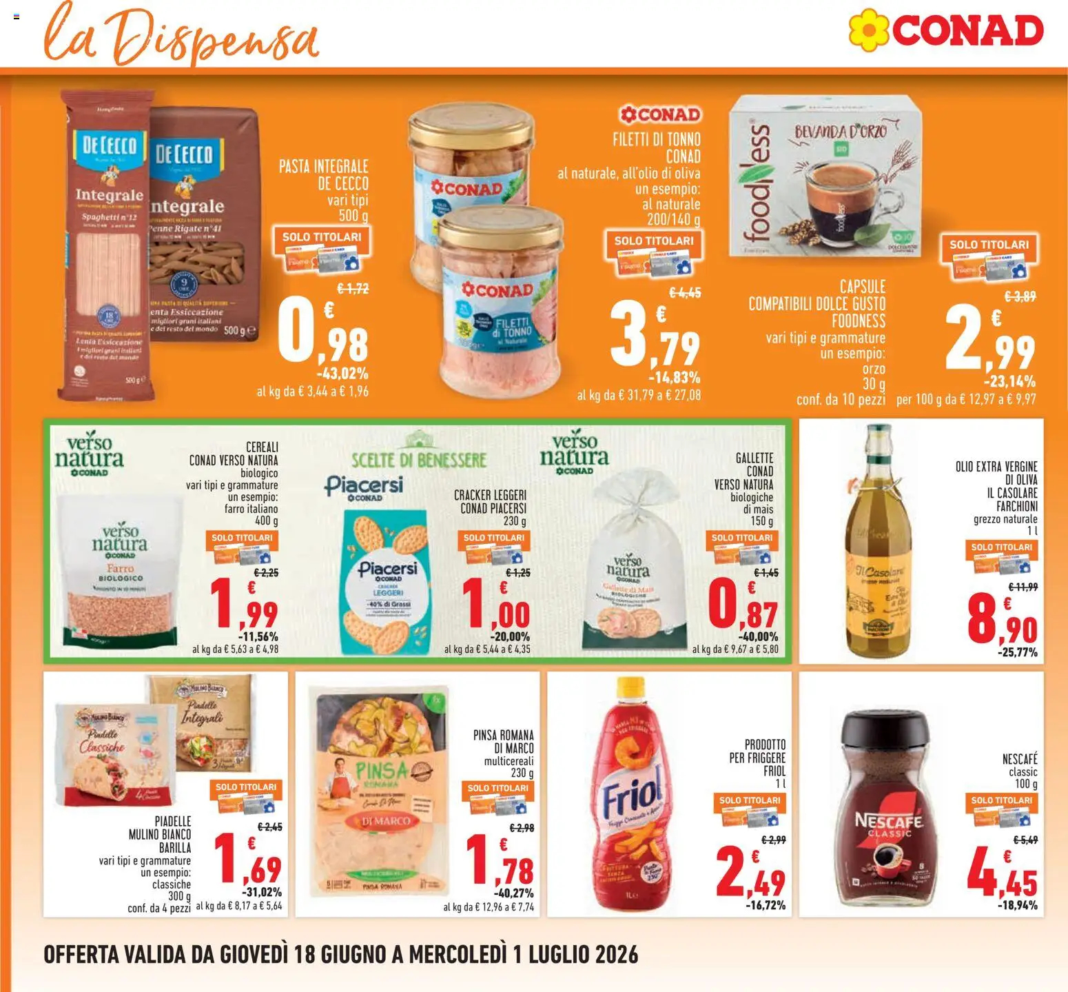 Volantino Conad del 18.06.2026 | Pagina: 14 | Prodotti: Olio, Tonno, Mais, Farro