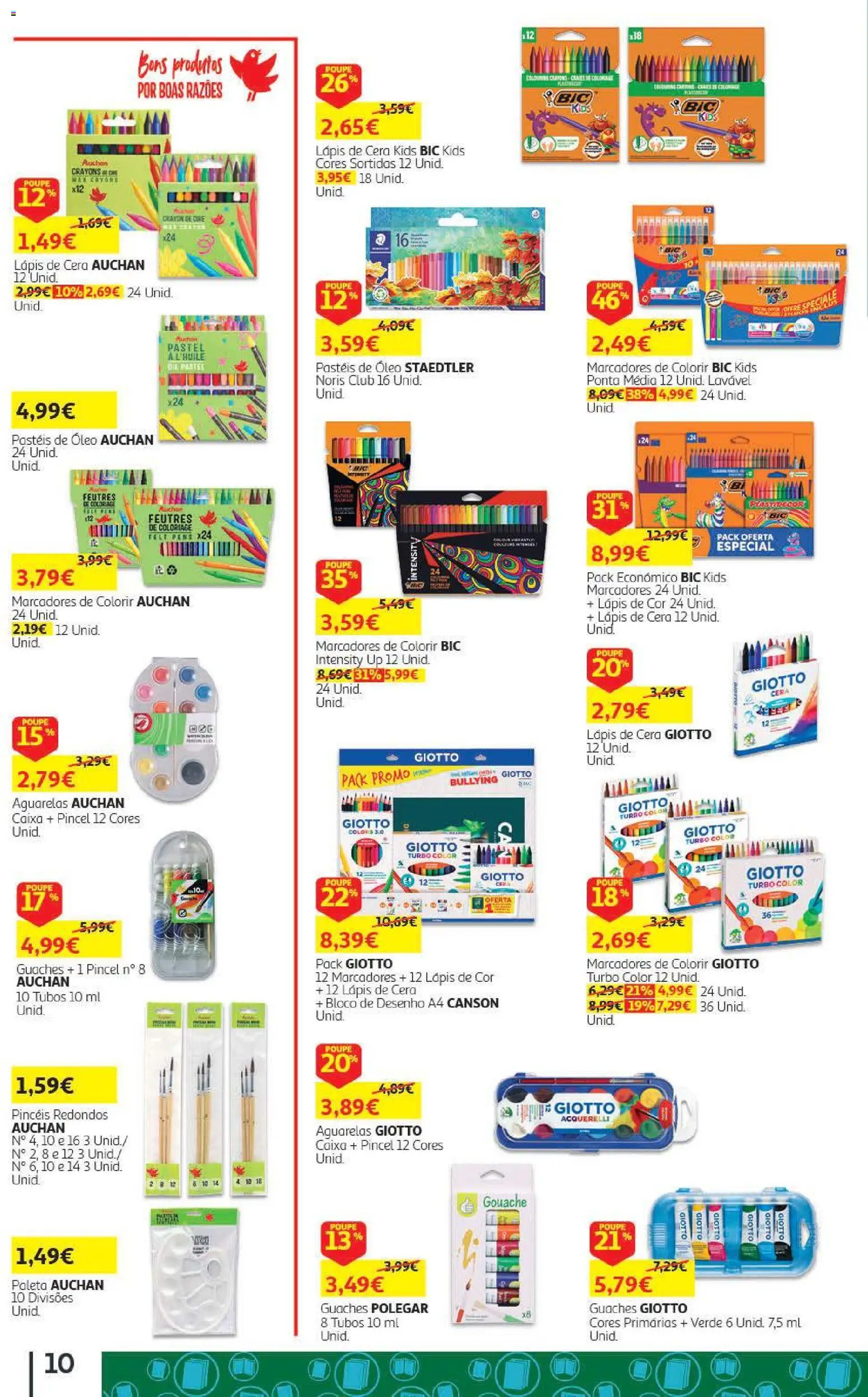 Auchan - Folheto Escolar  Têxtil Criança │ válido de 04/09/2026 | Página: 10 | Produtos: Pincel, Cera, Caixa, Óleo