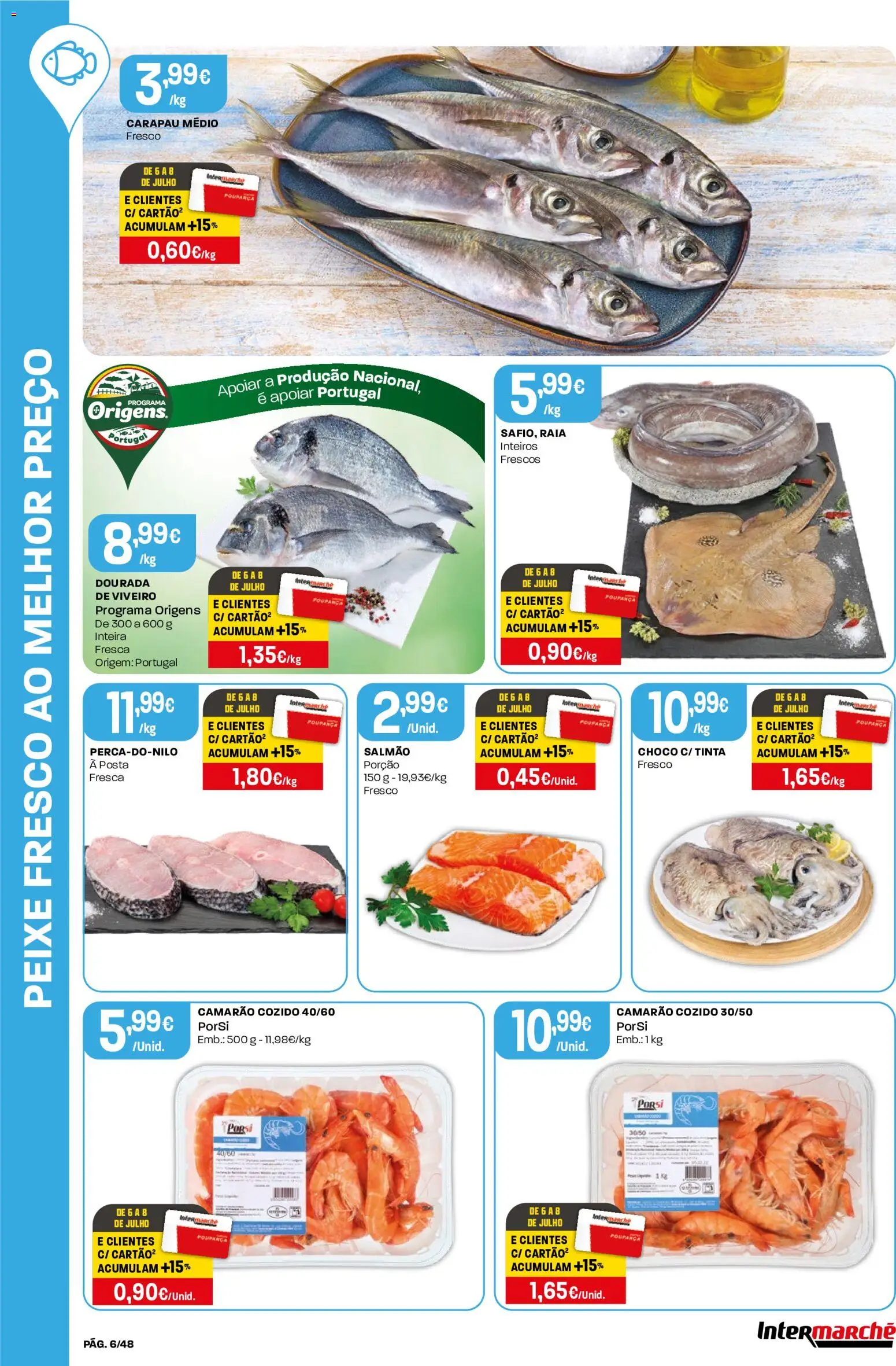 Intermarché folheto │ válido de 02/07/2026 | Página: 6 | Produtos: Dourada, Tinta, Camarão, Salmão