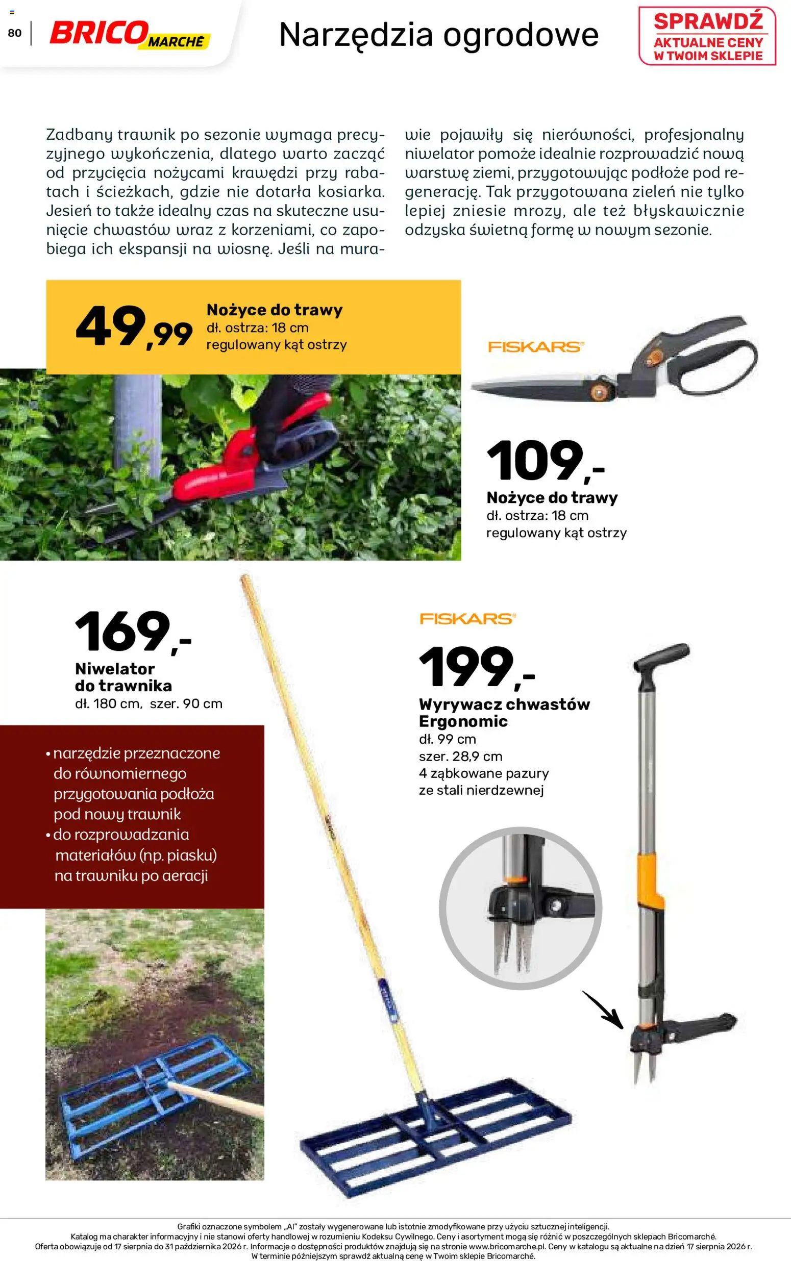 Brico Marché gazetka - Jesienne Inspiracje od 17.08.2026 | Strona: 80 | Produkty: Podłoże, Trawy, Narzędzia, Nożyce do trawy