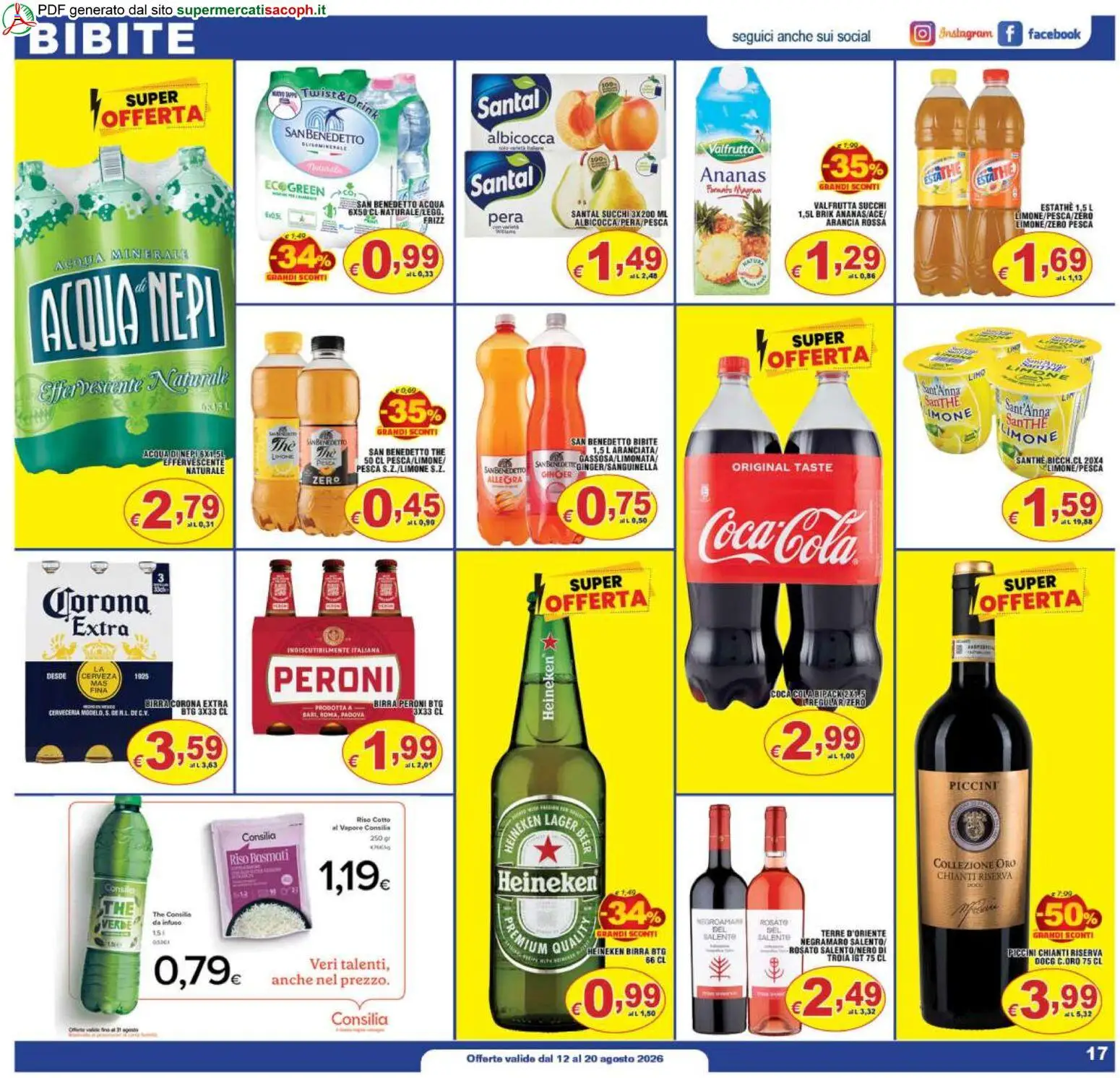 Volantino Sacoph del 12/08/2026 | Pagina: 17 | Prodotti: Riso Basmati, The, Birra Corona, Heineken