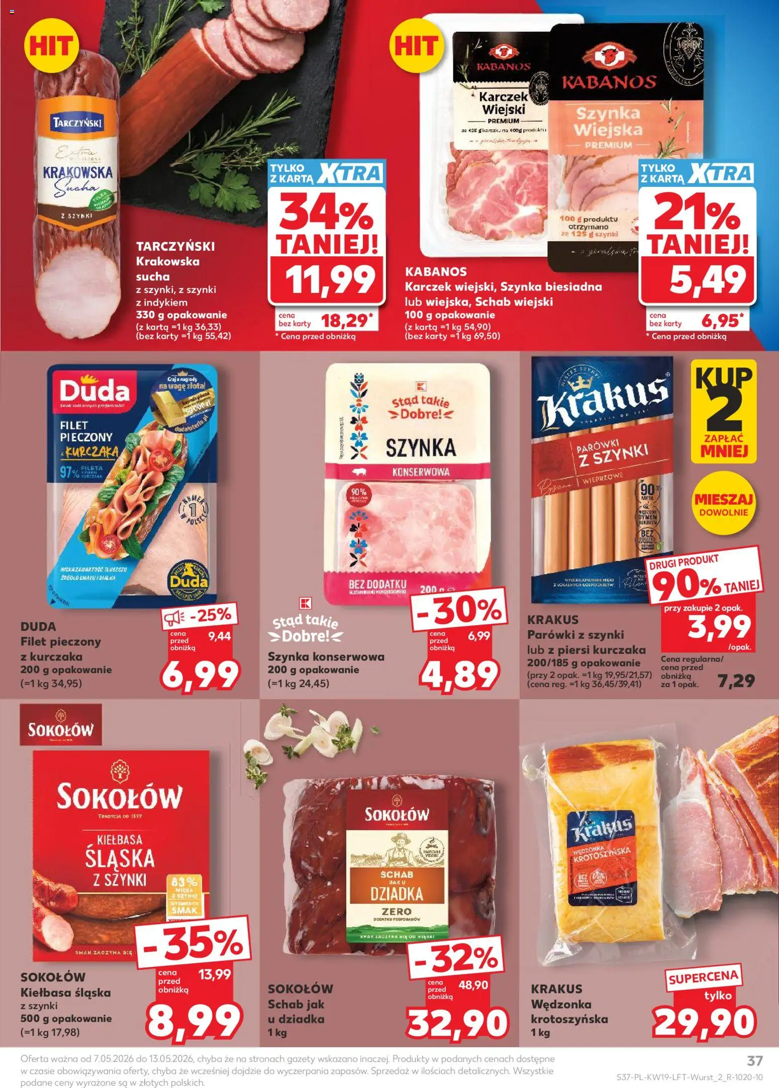 Kaufland gazetka od 07.05.2026 | Strona: 37 | Produkty: Kiełbasa, Parówki, Szynka, Kiełbasa śląska