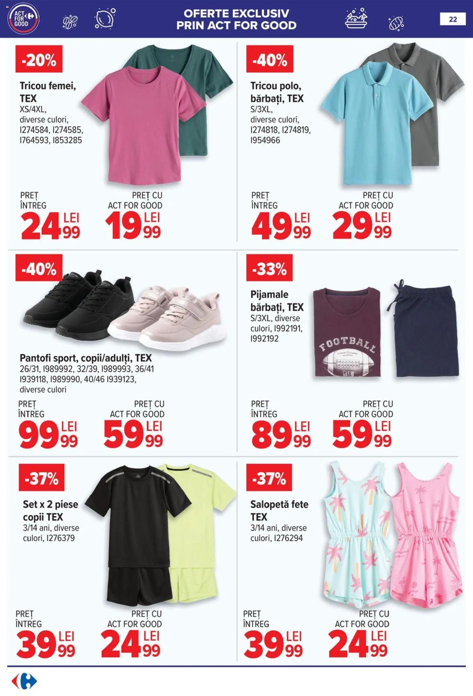 Noul catalog Carrefour – valabil de la 06.05.2026 | Pagină: 23 | Produse: Pantofi, Tricou, Salopetă, Pijamale