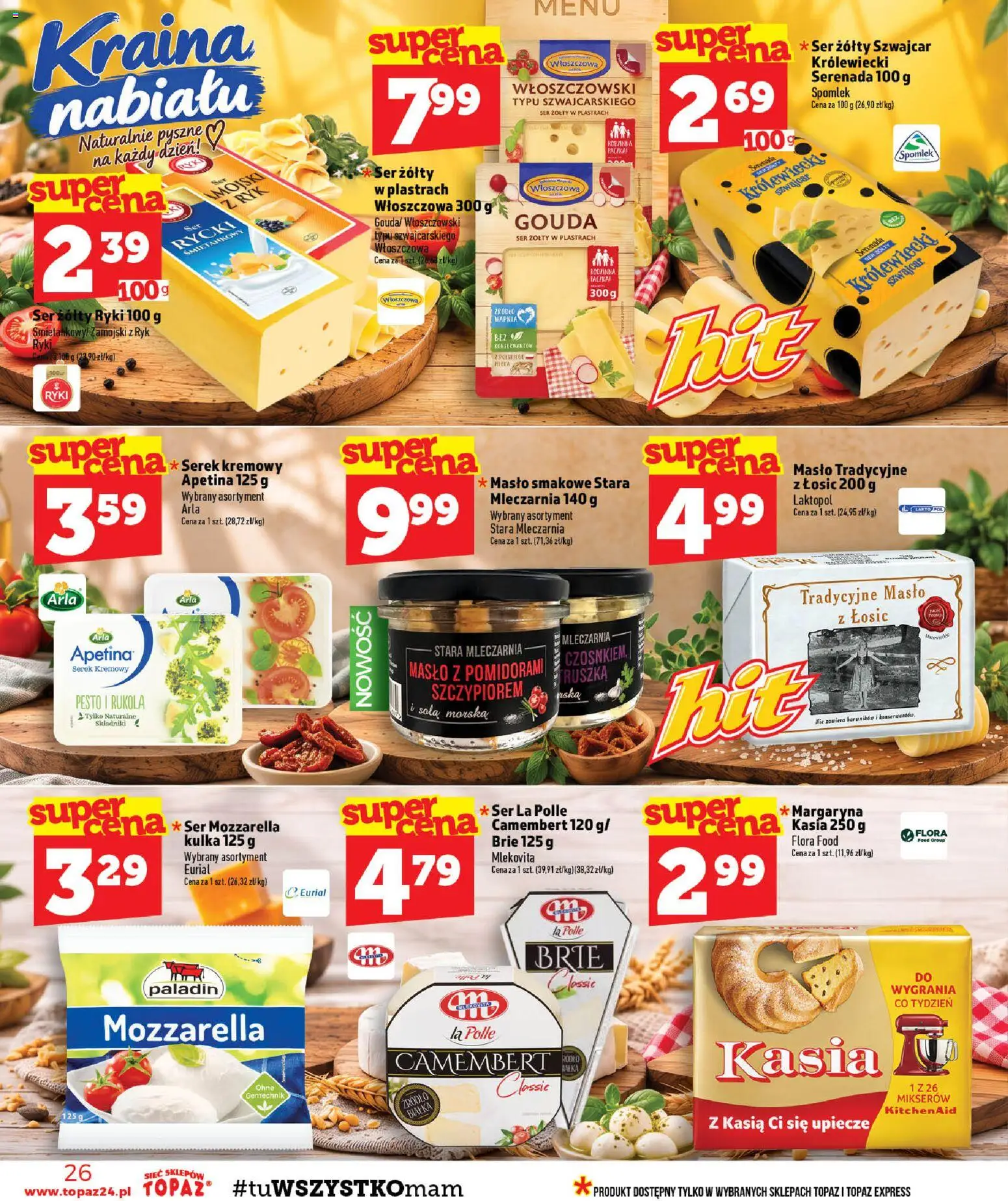 Topaz gazetka - MAZ od 15.10.2026 | Strona: 26 | Produkty: Serek, Camembert, Margaryna, Masło