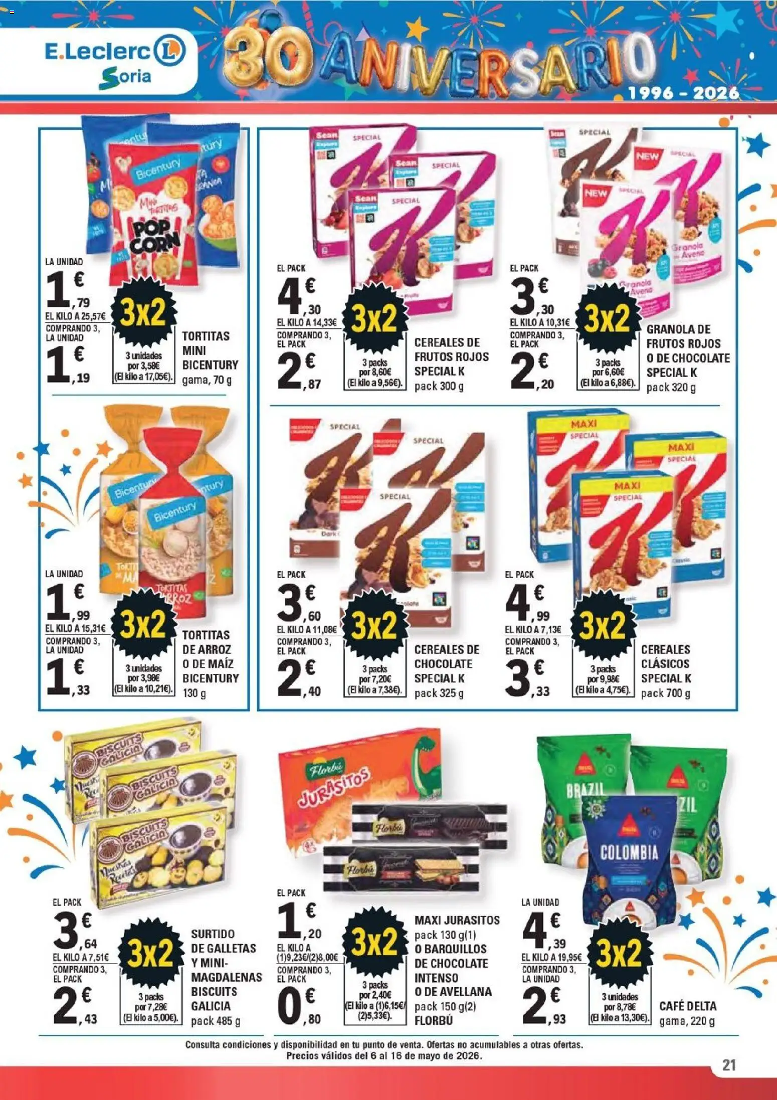 E.Leclerc Soria │ válido desde el 06.05.2026 | Página: 21 | Productos: Chocolate, Arroz, Galletas, Magdalenas