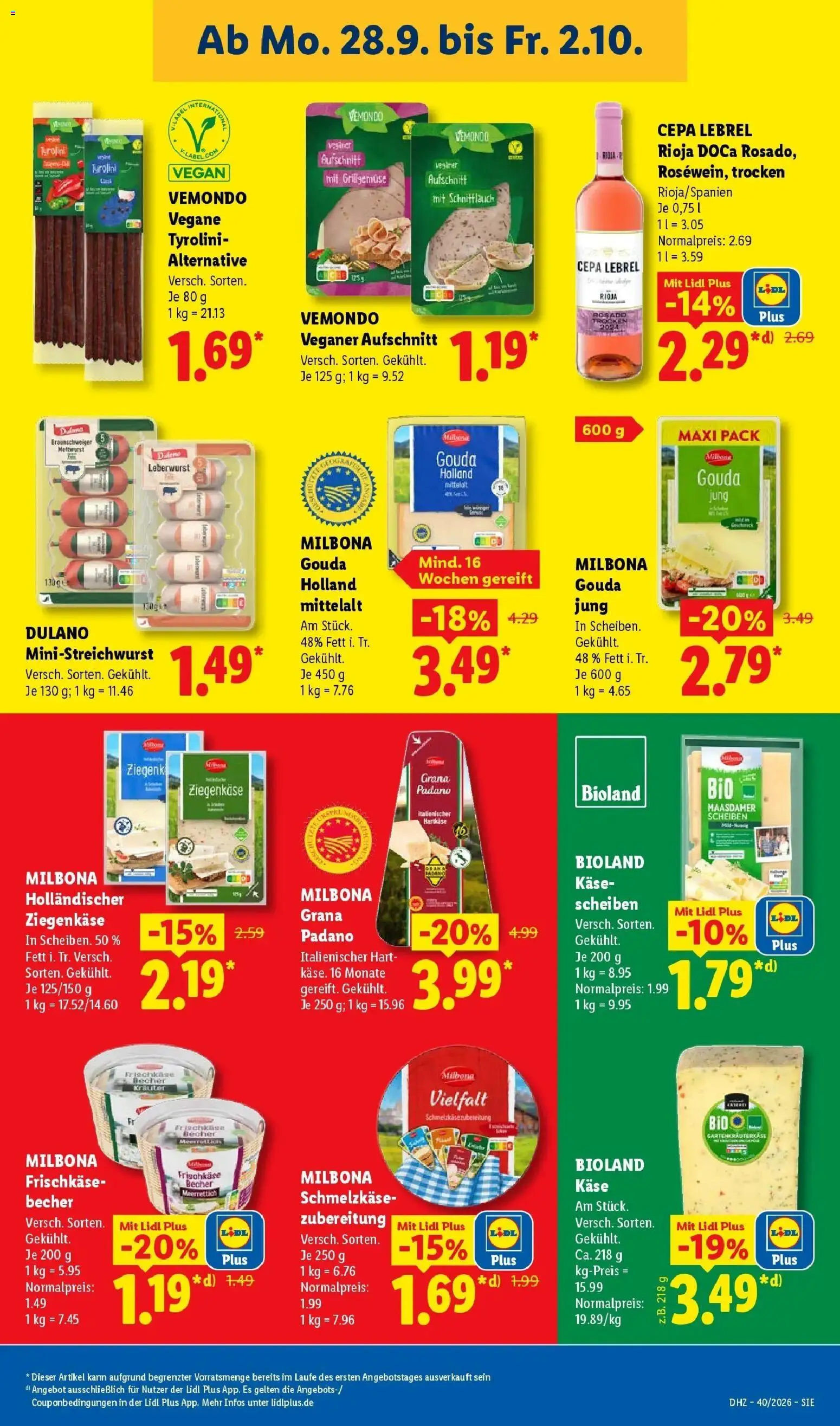 Lidl Prospekt Plettenberg (ab 28.09.2026) zum Blättern » Angebote | Seite: 19 | Produkte: Käse, Gouda, Ziegenkäse, Frischkase