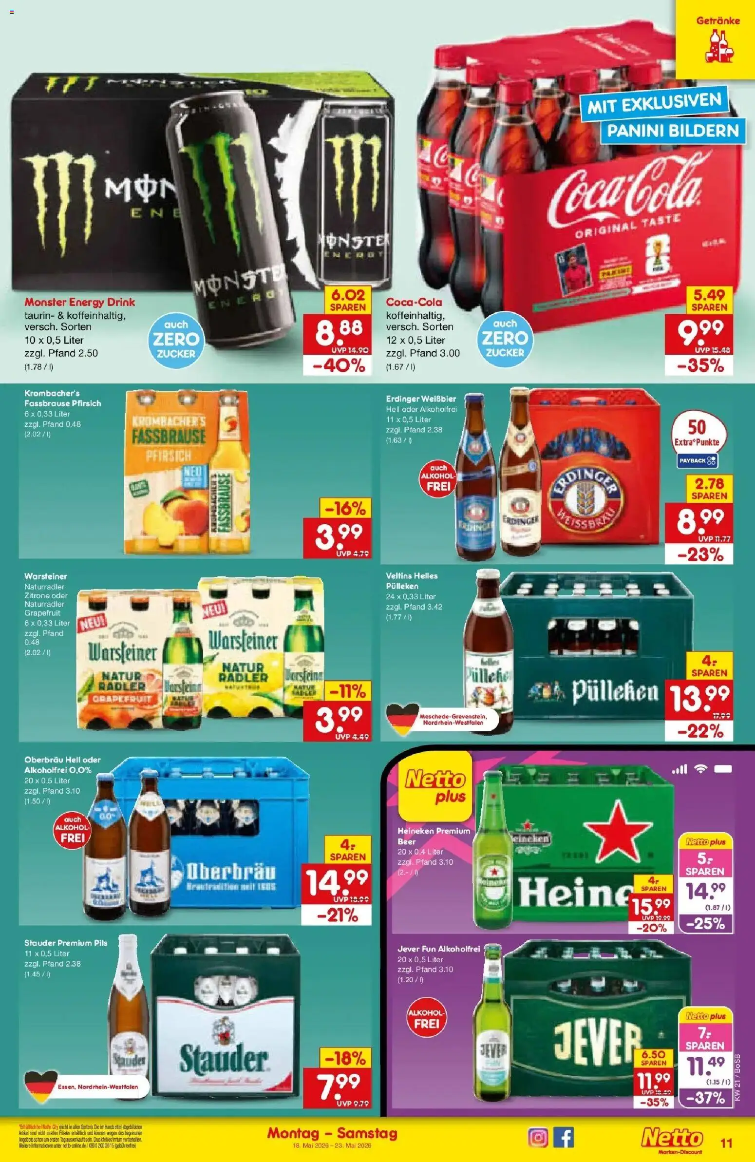 Netto Marken-Discount Prospekt Stadtlohn	 – gültig ab 18.05.2026 | Seite: 11 | Produkte: Monster, Warsteiner, Zitrone, Jever