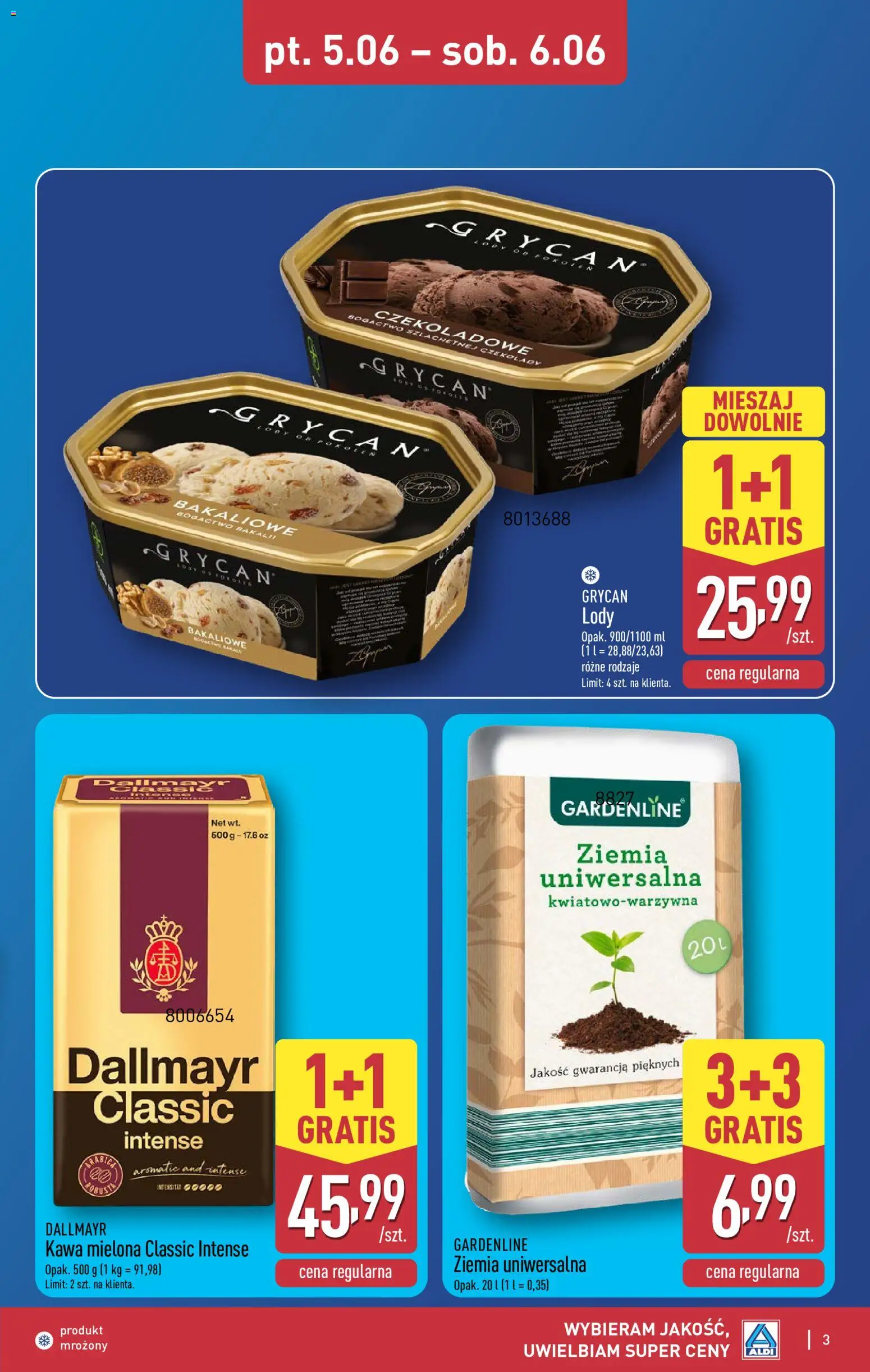Aldi gazetka - Oferta weekendowa od 04.06.2026 | Strona: 3 | Produkty: Czekolady, Ziemia uniwersalna, Ziemia, Kawa