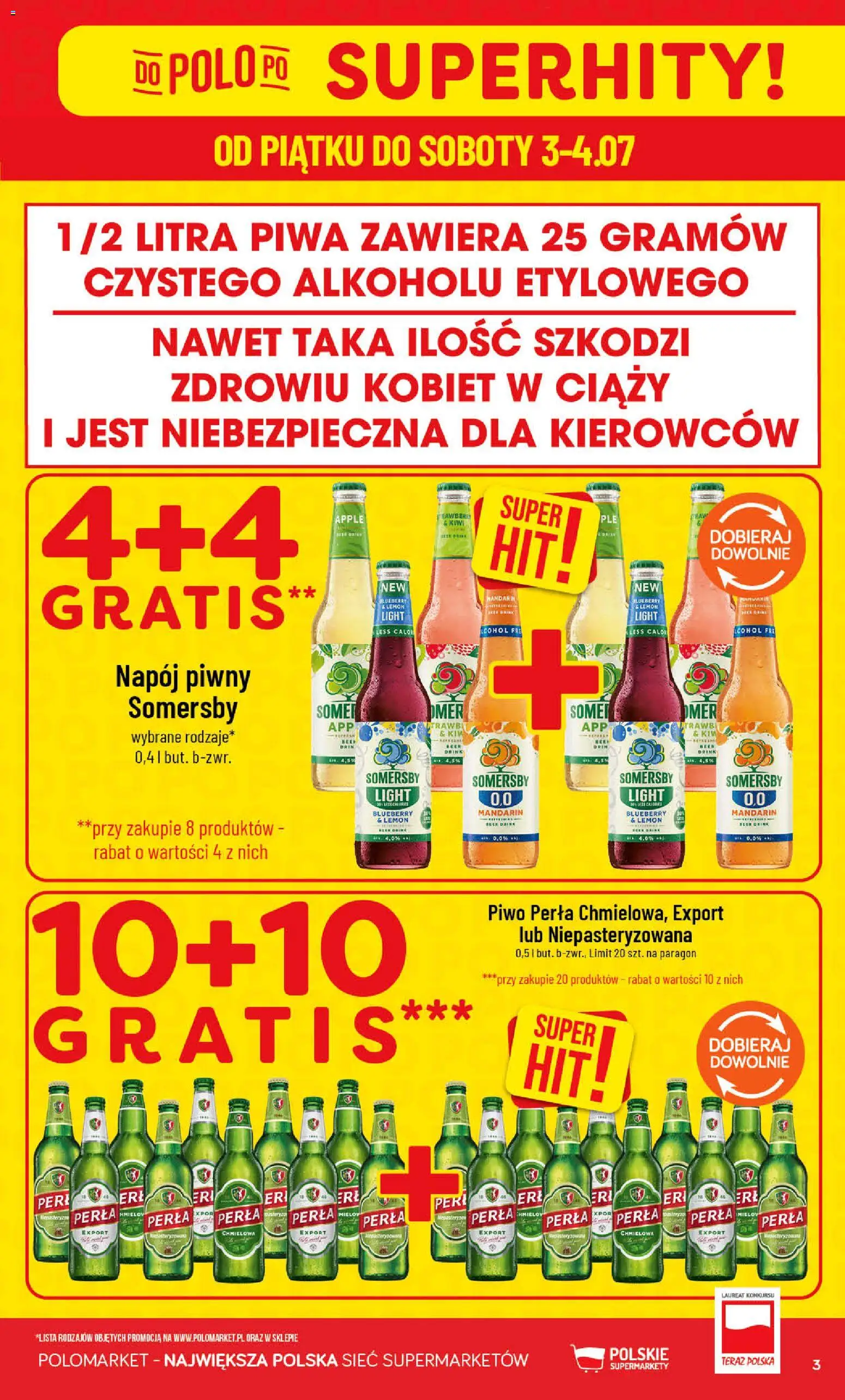 POLOmarket gazetka od 01.07.2026 | Strona: 3 | Produkty: Piwo perła, Piwo, Somersby, Kiwi