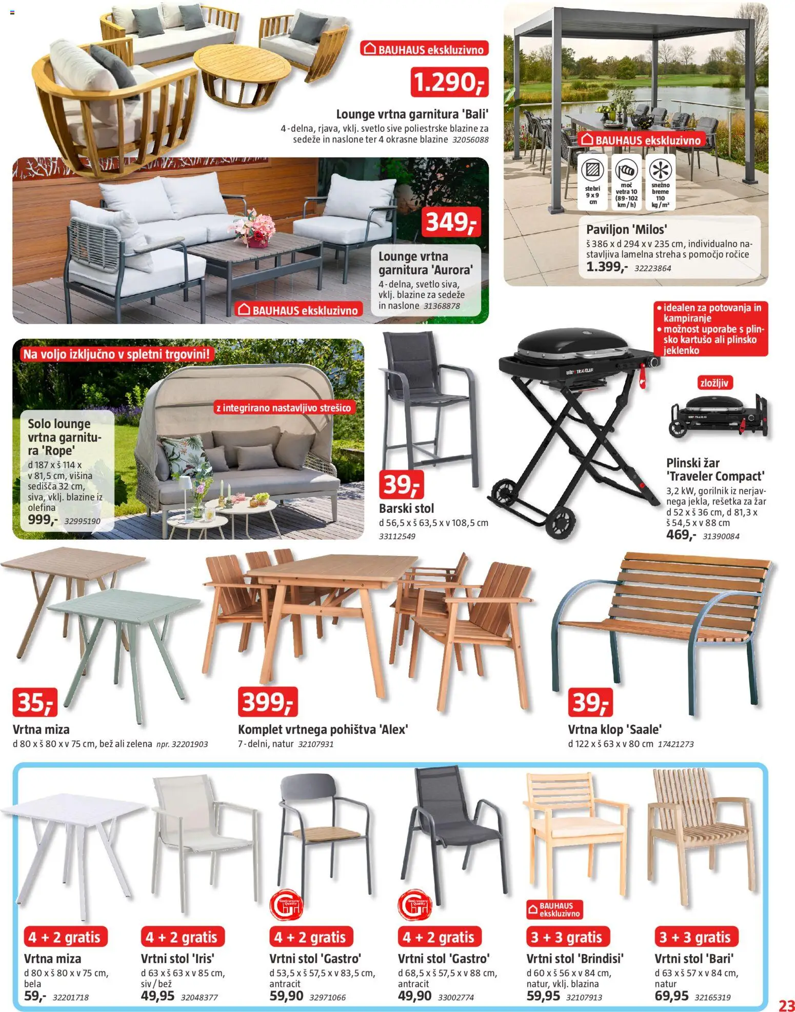 Novi Bauhaus katalog ponudbe – veljaven od 15.07.2026 | Stran: 23 | Izdelki: Vrtni stol, Blazina, Miza, Zelena