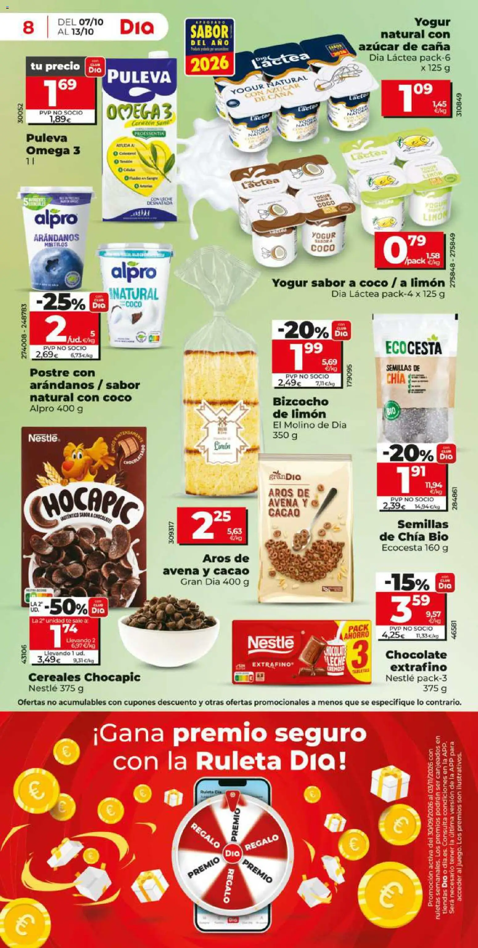Dia - folleto │ válido desde el 07/10/2026 | Página: 8 | Productos: Omega 3, Yogur, Té, Bizcocho