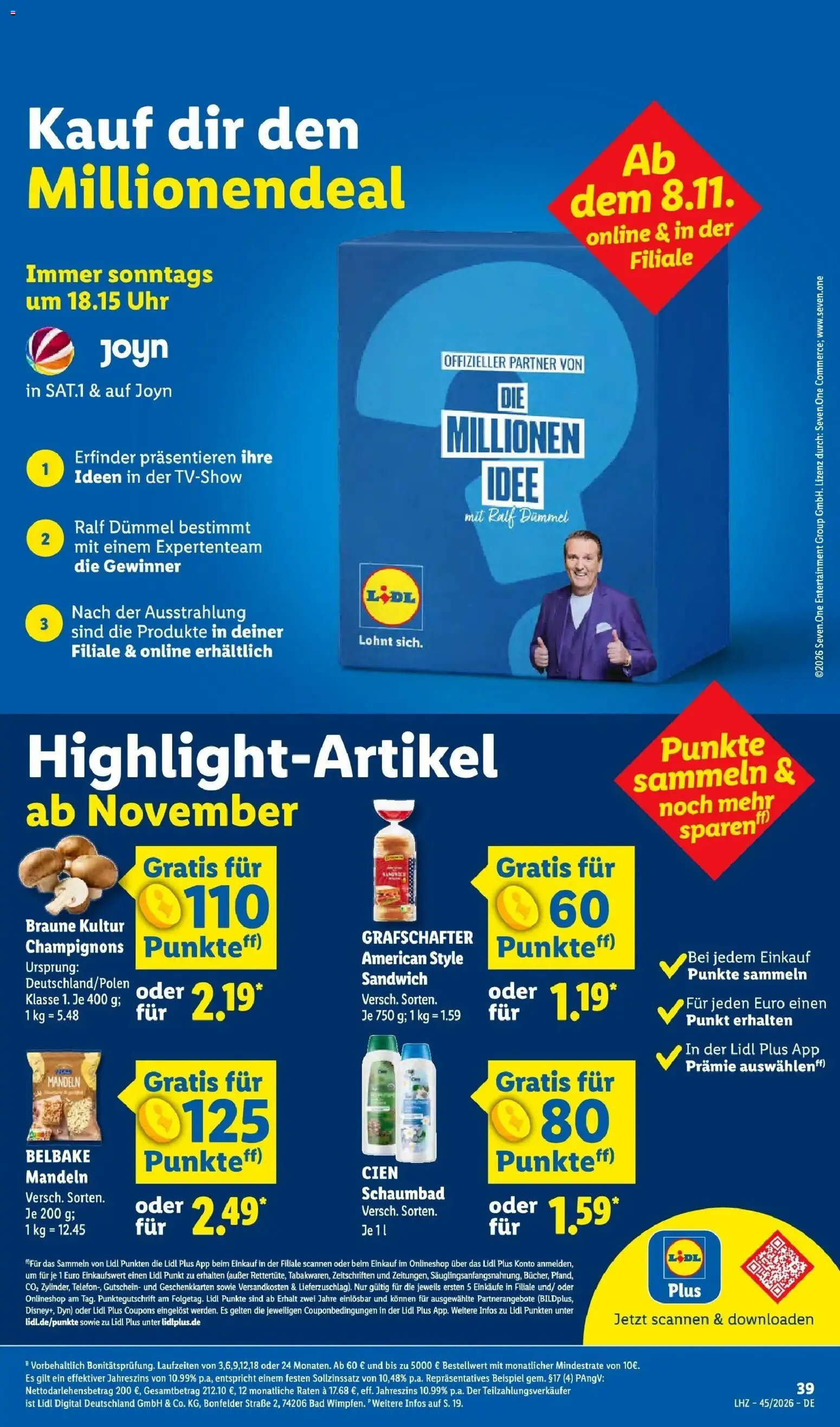 Lidl Prospekt Rheinbrohl (ab 02.11.2026) zum Blättern » Angebote | Seite: 45 | Produkte: Bad, Mandeln, Champignons, Uhr