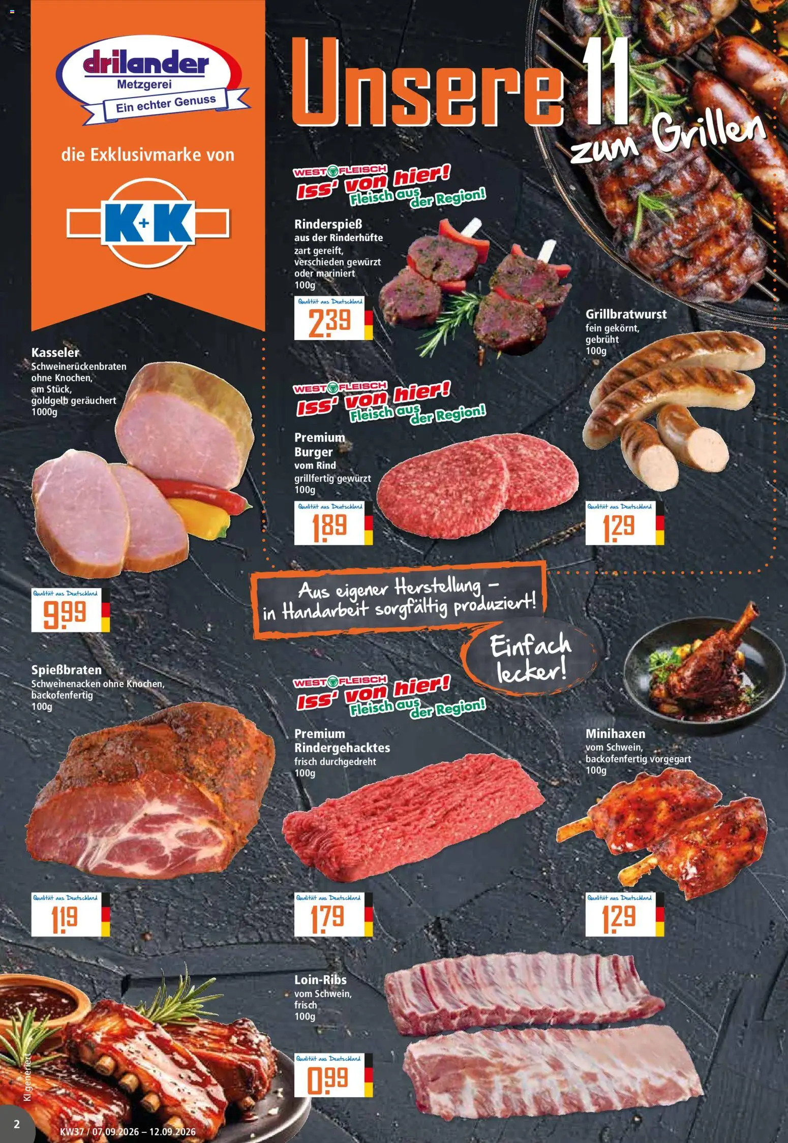 Klaas & Kock Prospekt – gültig ab 07.09.2026 | Seite: 2 | Produkte: Burger, Schweinenacken, Fleisch