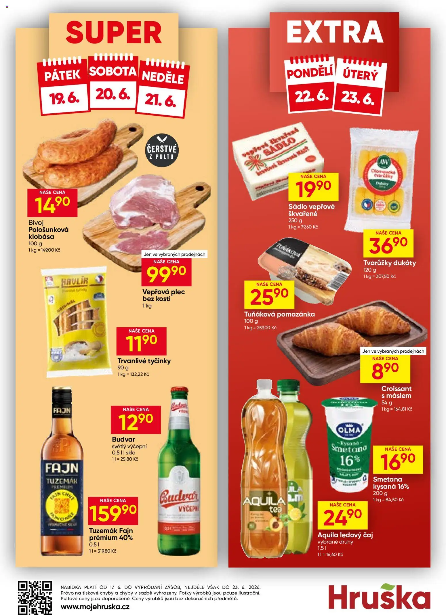 Hruška leták od 17.06.2026 | Strana: 12 | Produkty: Budvar, Pomazánka, Croissant, Ledový čaj
