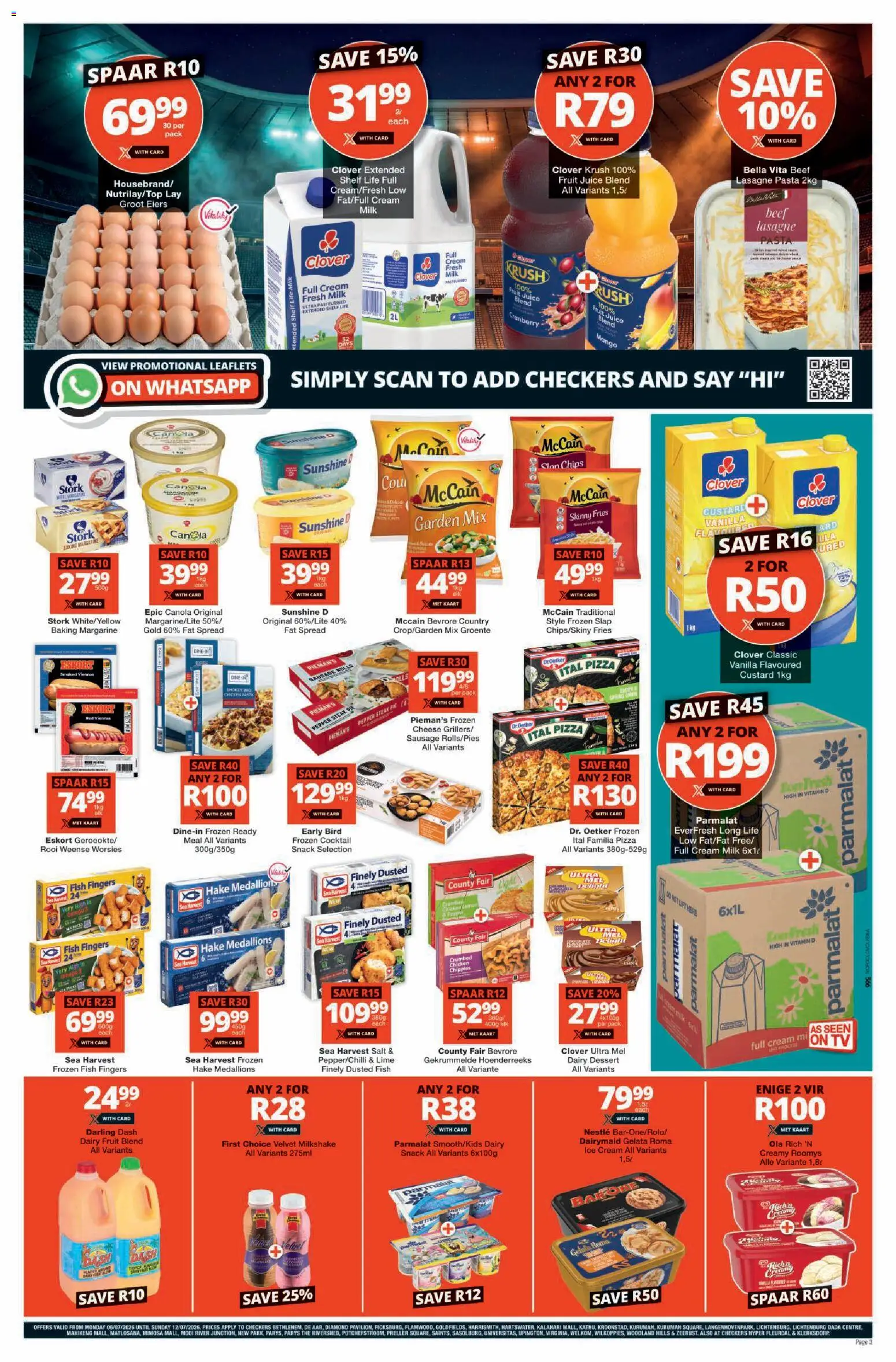 New Checkers catalogue – valid from 06/07/2026 | Page: 3 | Products: Custard, Cheese, Fish, Salt
