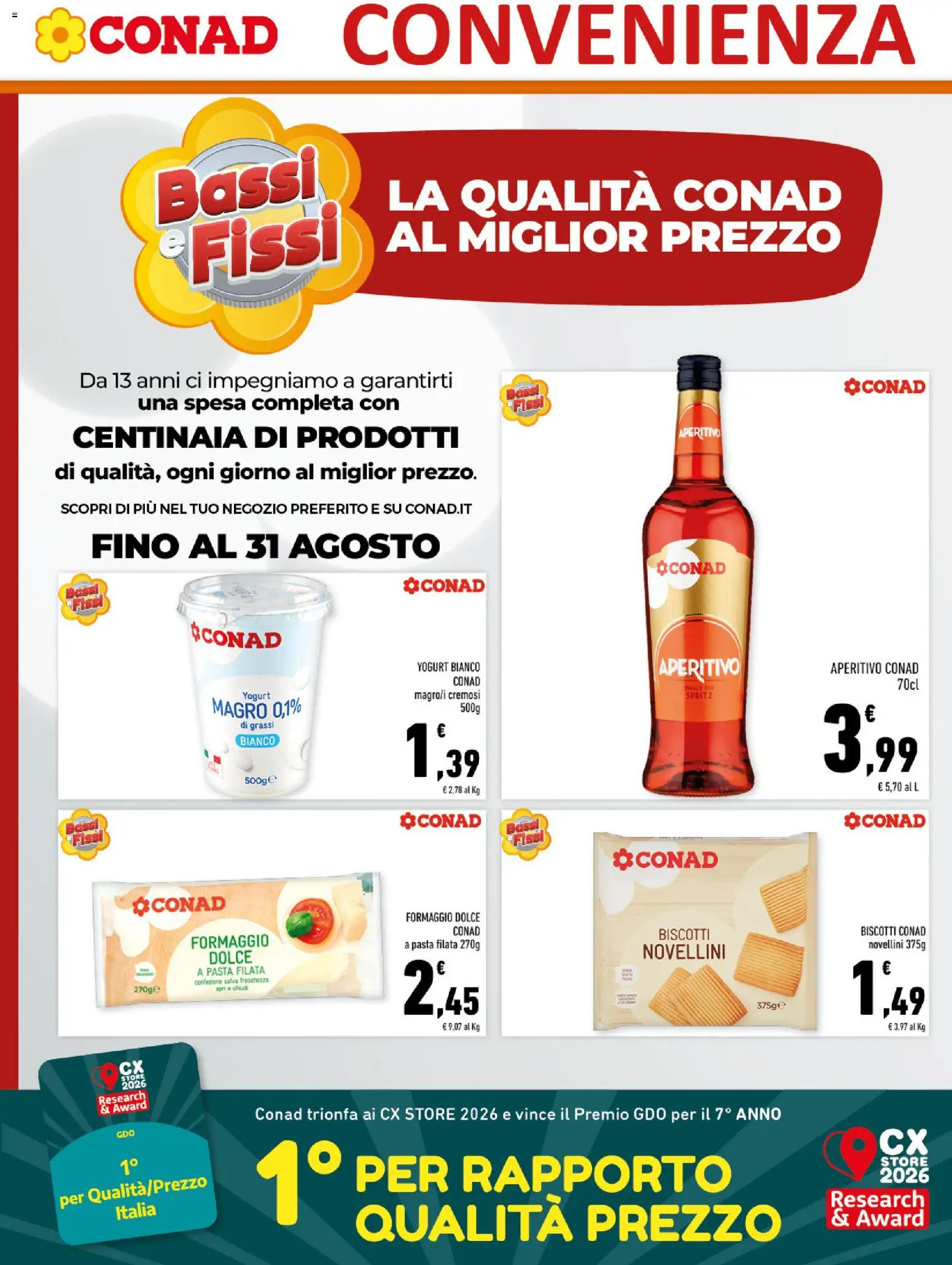 Volantino Conad del 16/07/2026 | Pagina: 8 | Prodotti: Yogurt, Biscotti, Pasta, Aperitivo