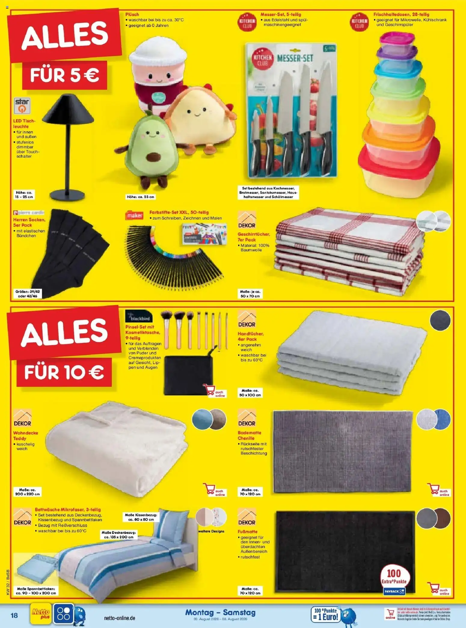 Netto Marken-Discount Prospekt – gültig ab 03.08.2026 | Seite: 34 | Produkte: Tisch, Bettwäsche, Kühlschrank, Puder
