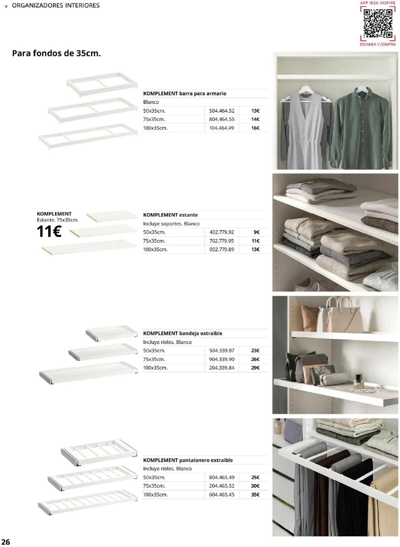 Catálogo IKEA Pax y Komplement │ válido desde el 01.02.2026 | Página: 26 | Productos: Bandeja, Estante, Armario