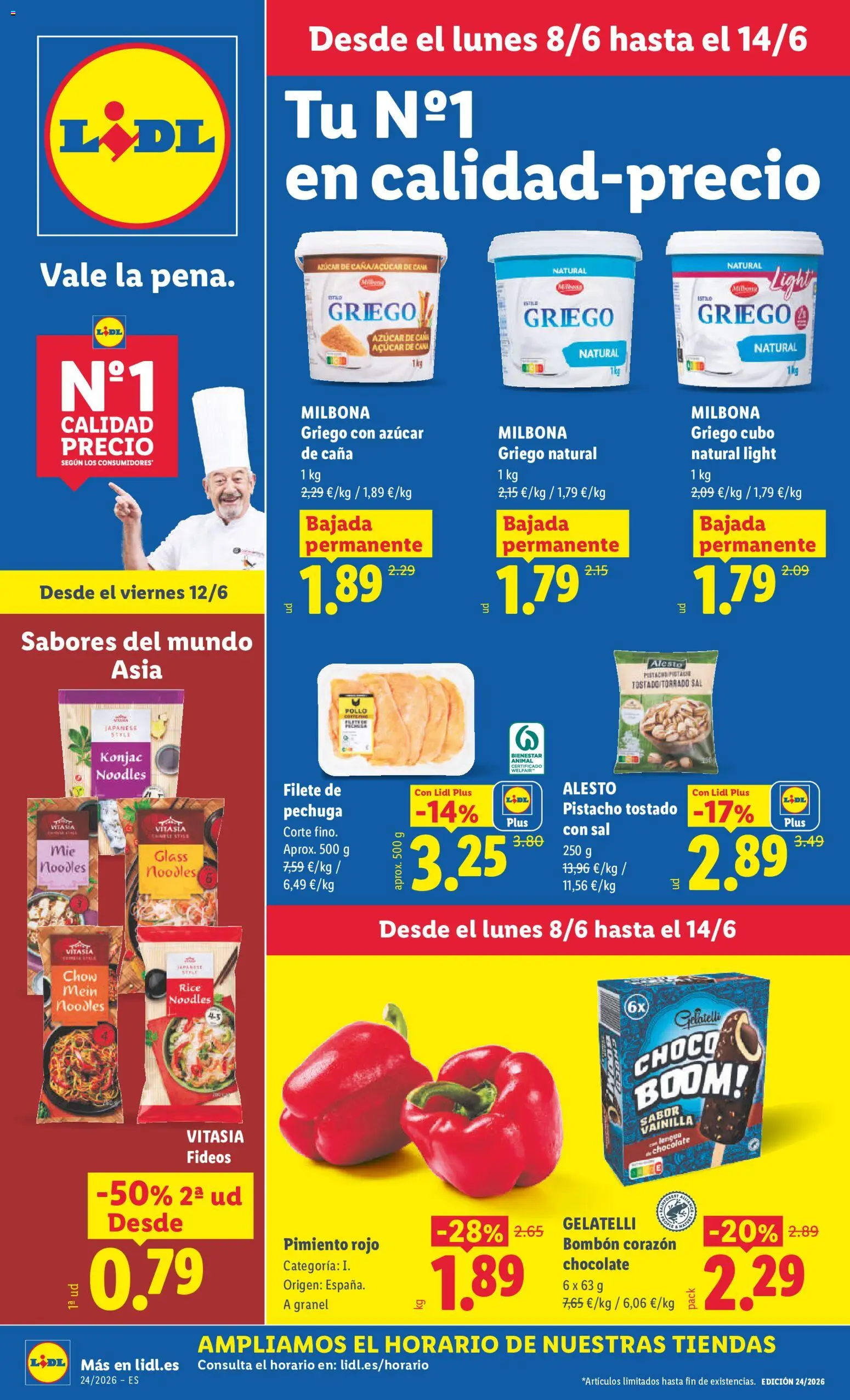 Lidl folleto │ válido desde el 08.06.2026 | Página: 1 | Productos: Ron, Κασκόλ, Κάδος απορρυμάτων, Filete