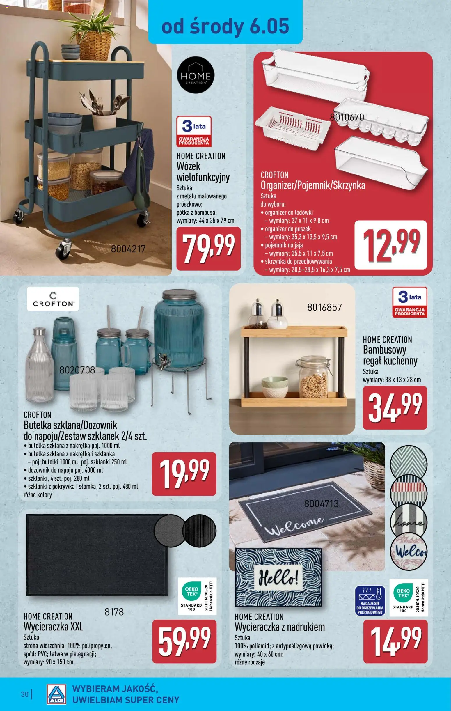 Aldi gazetka od 04.05.2026 | Strona: 30 | Produkty: Szklanka, Półka, Szklanki, Jaja