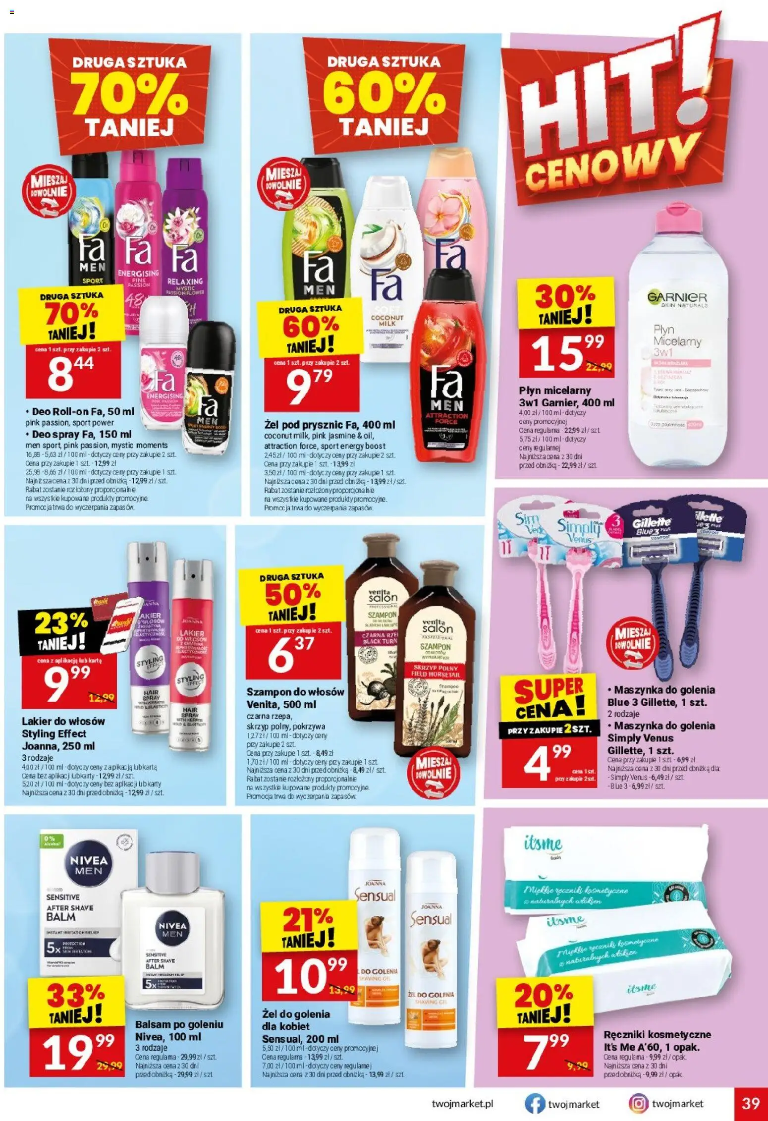 Twój Market gazetka od 20.05.2026 | Strona: 39 | Produkty: Karta, Gillette, Prysznic, Lakier do włosów