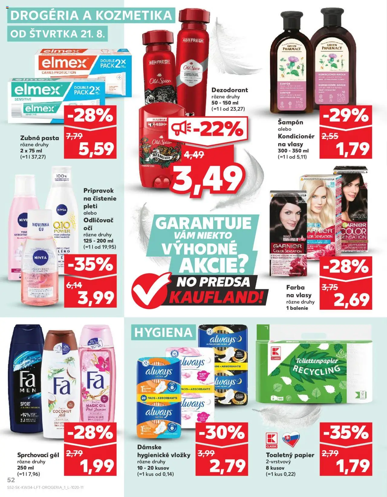 Nové Kaufland akcie – leták je platný od 21.08.2025 | Strana: 52 | Produkty: Šampón, Kondicionér, Farba na vlasy, Odličovač očí