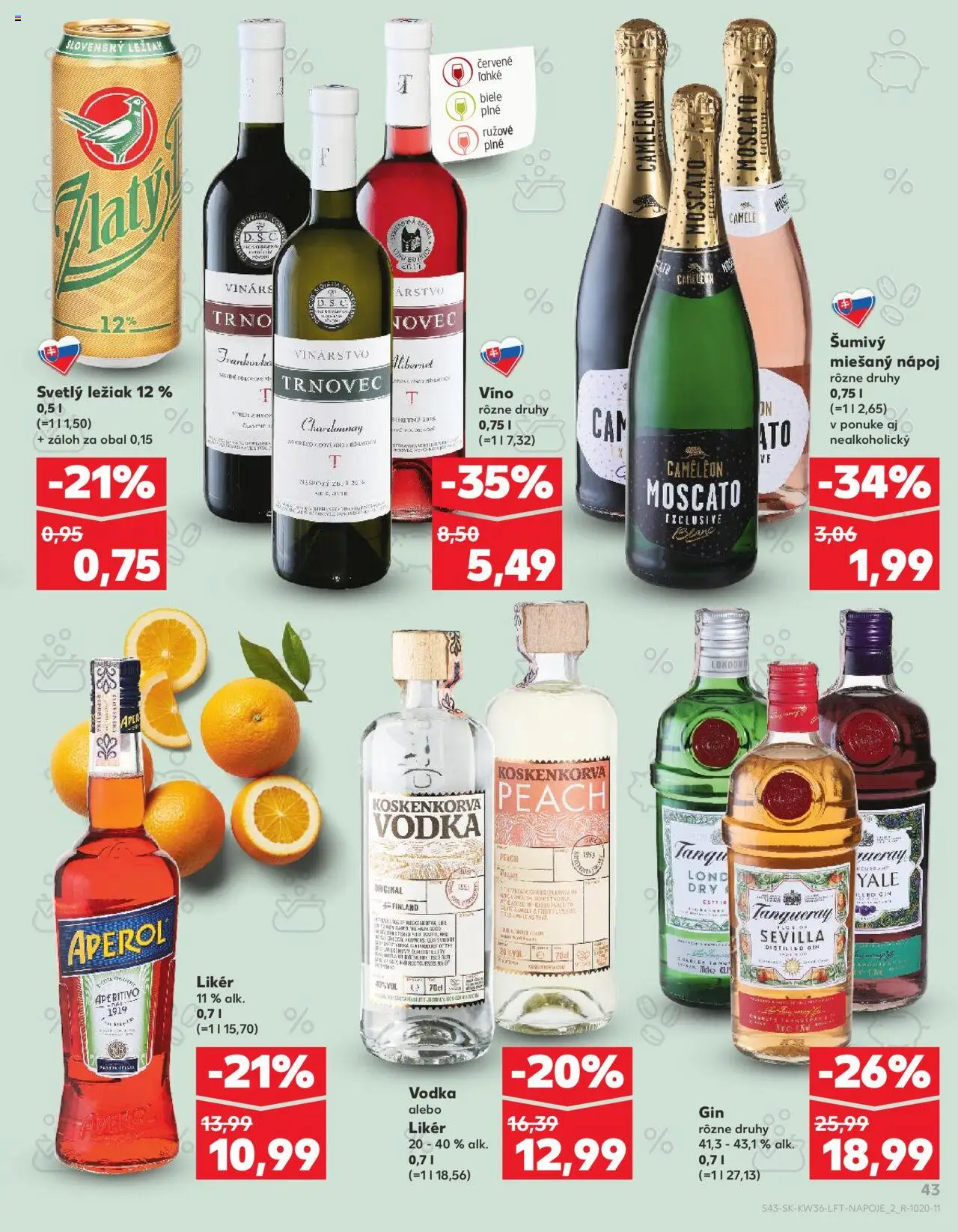 Nové Kaufland akcie – leták je platný od 04.09.2025 | Strana: 43 | Produkty: Víno, Zlatý Bažant, Gin, Vodka