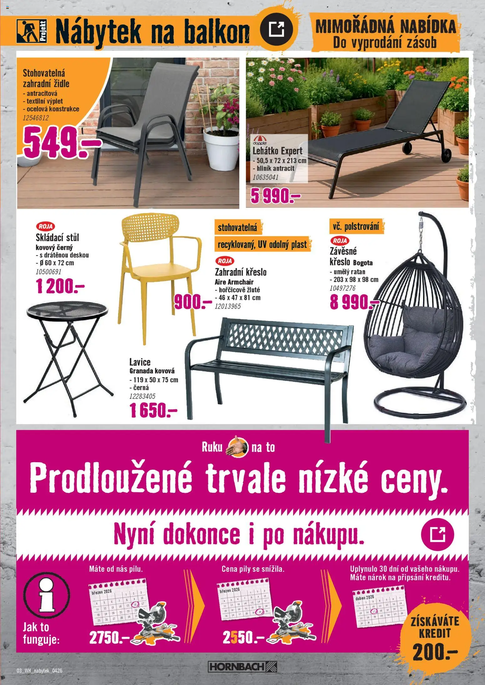 HORNBACH leták - Vybavení zahrady od 15.04.2026 | Strana: 3 | Produkty: Nábytek, Stůl, Židle, Lavice