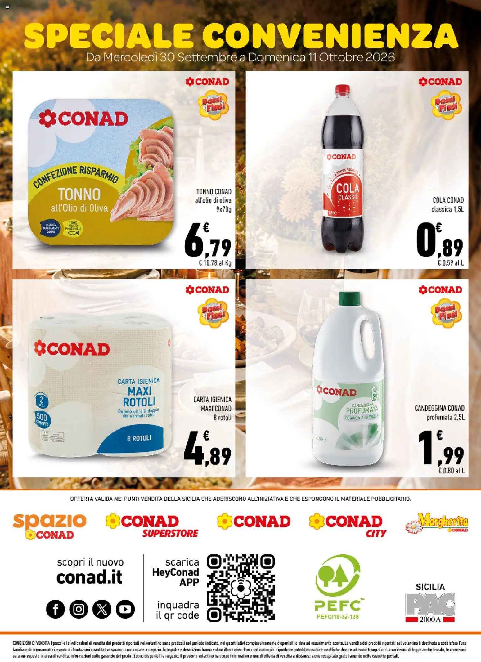 Volantino Conad del 30/09/2026 | Pagina: 8 | Prodotti: Carta igienica, Candeggina, Pinne, Tonno