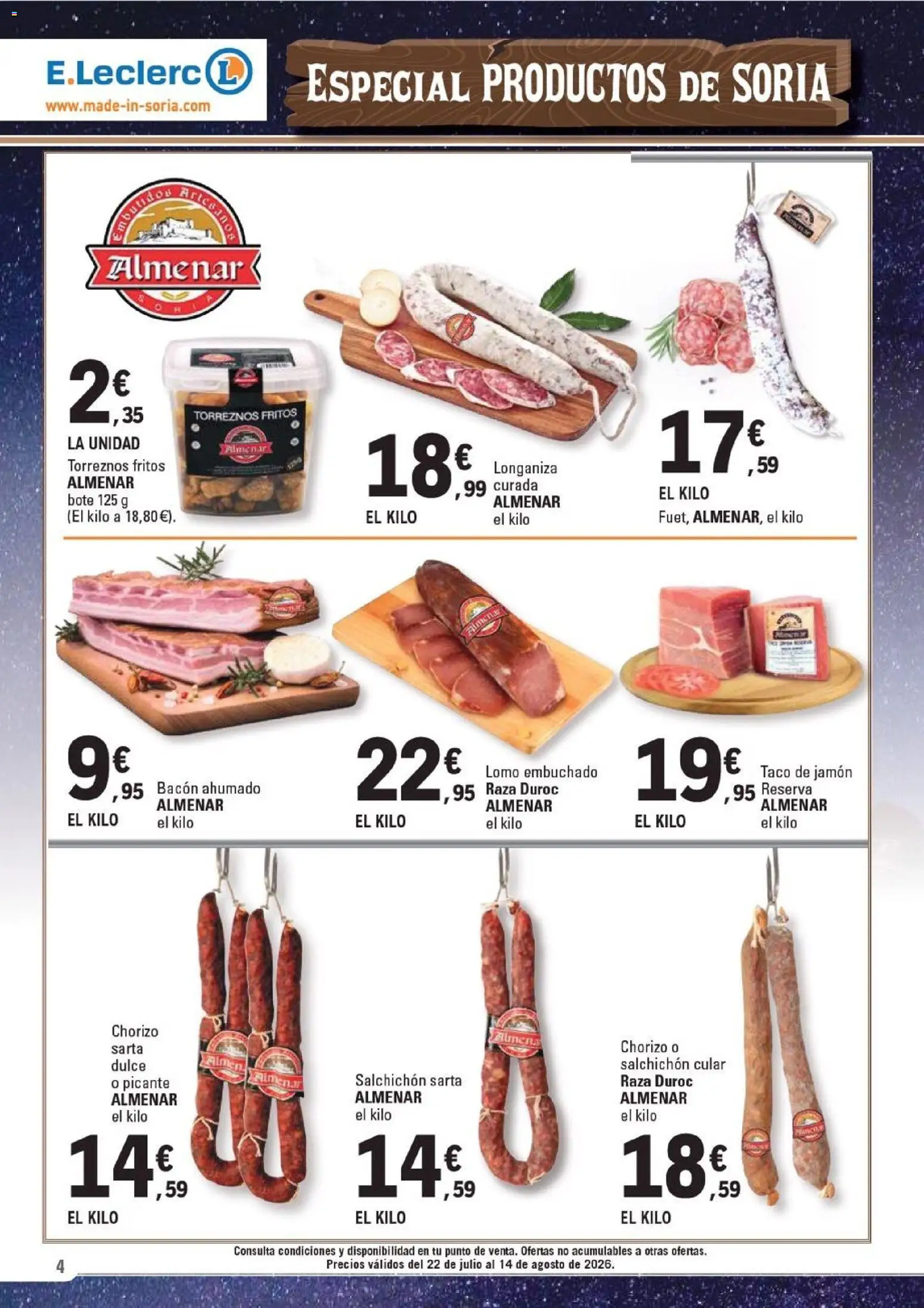 E.Leclerc Soria │ válido desde el 22/07/2026 | Página: 4 | Productos: Jamón, Longaniza