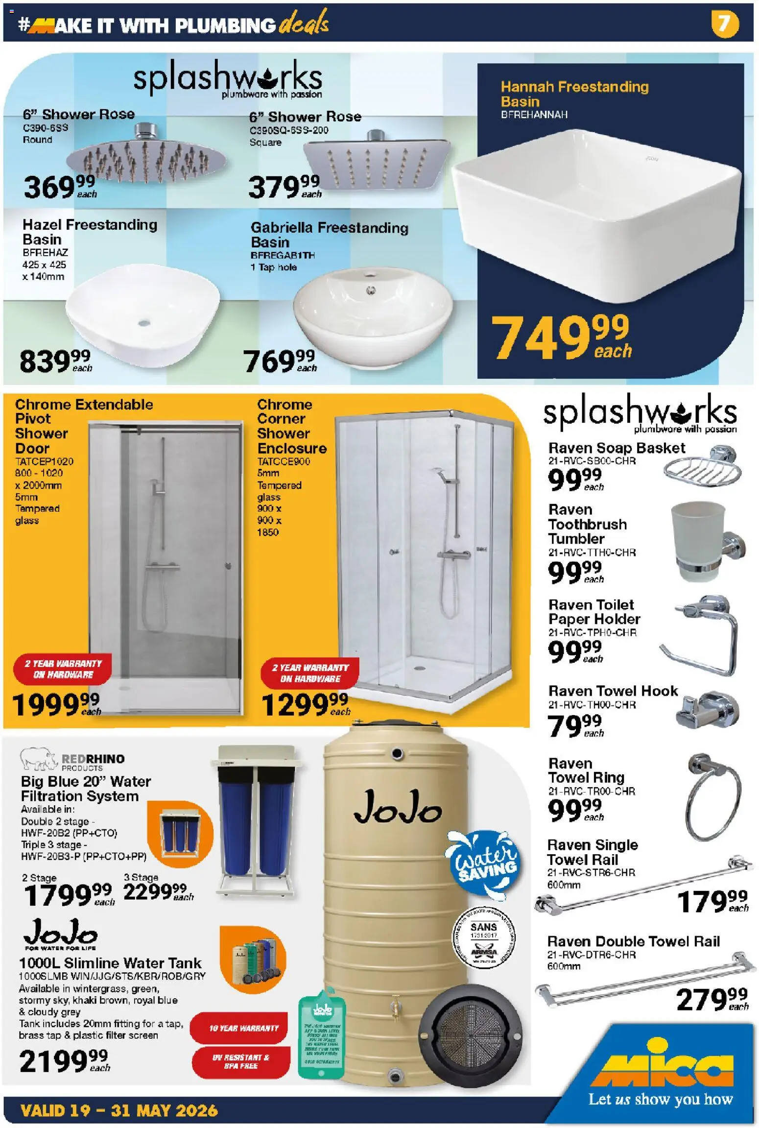 New MICA catalogue – valid from 19.05.2026 | Page: 7 | Products: Towel, Basin, Tap, Toilet paper